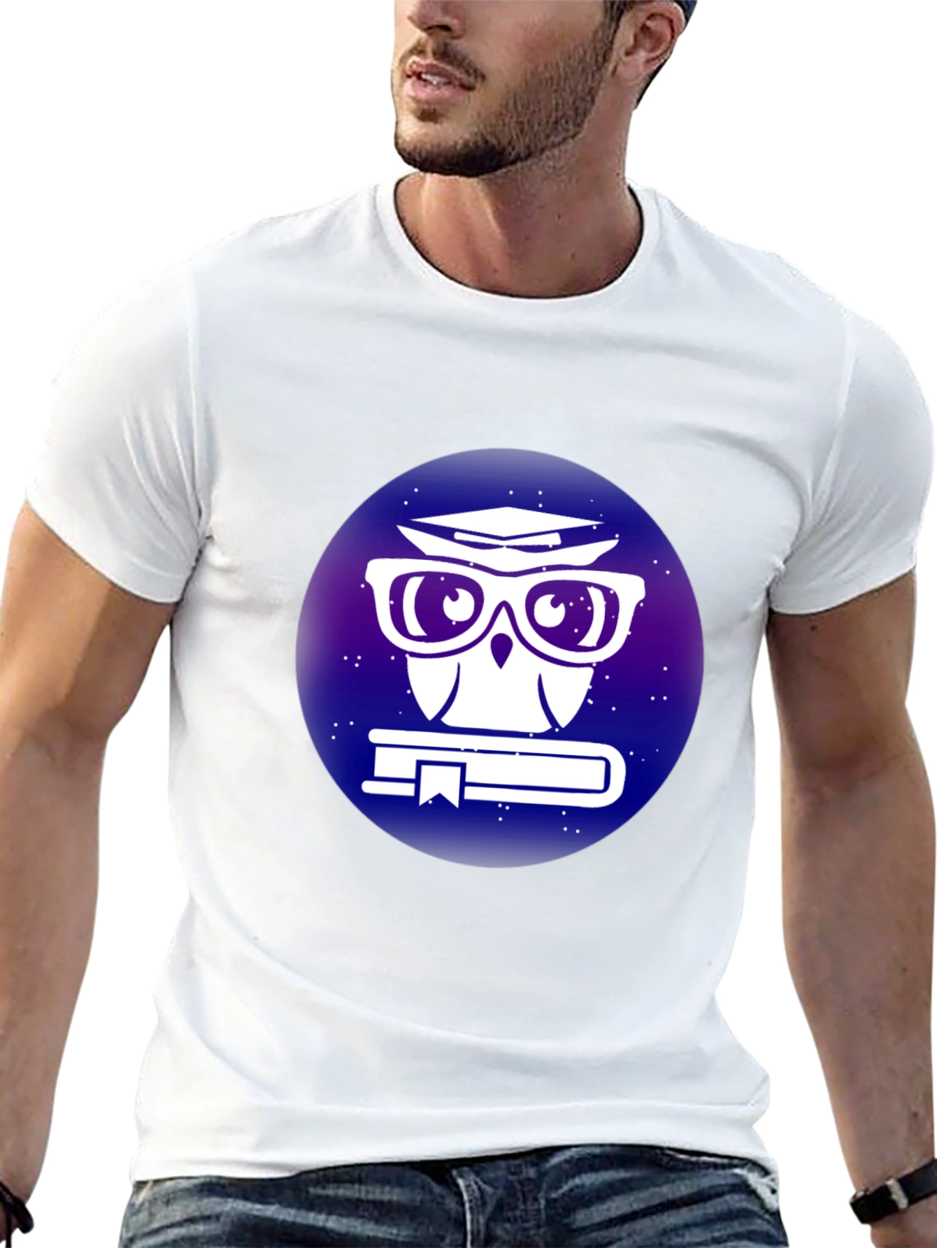 Smart Owl T-Shirt - Galaxy Book Design