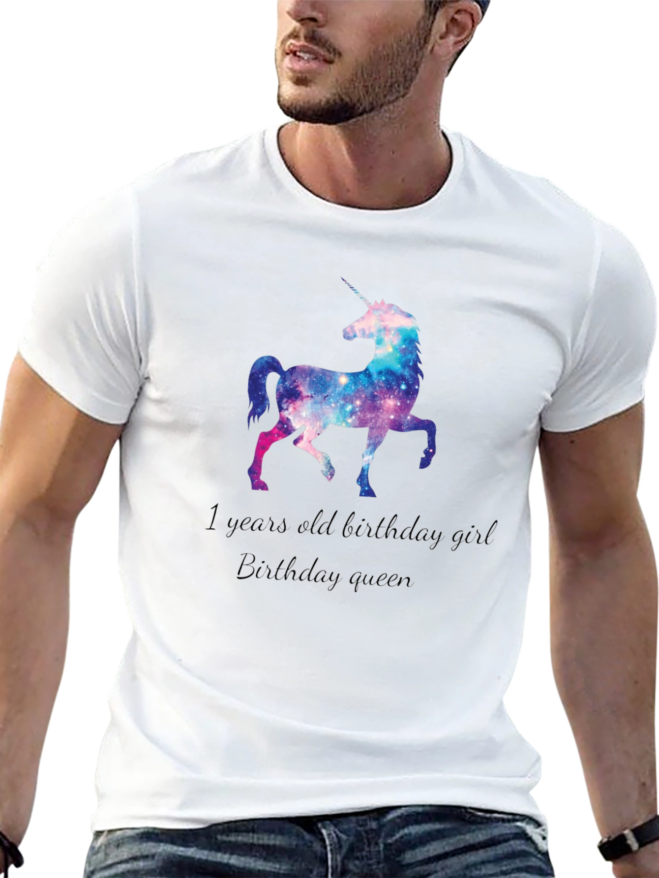 Unicorn Galaxy Birthday Girl Tee