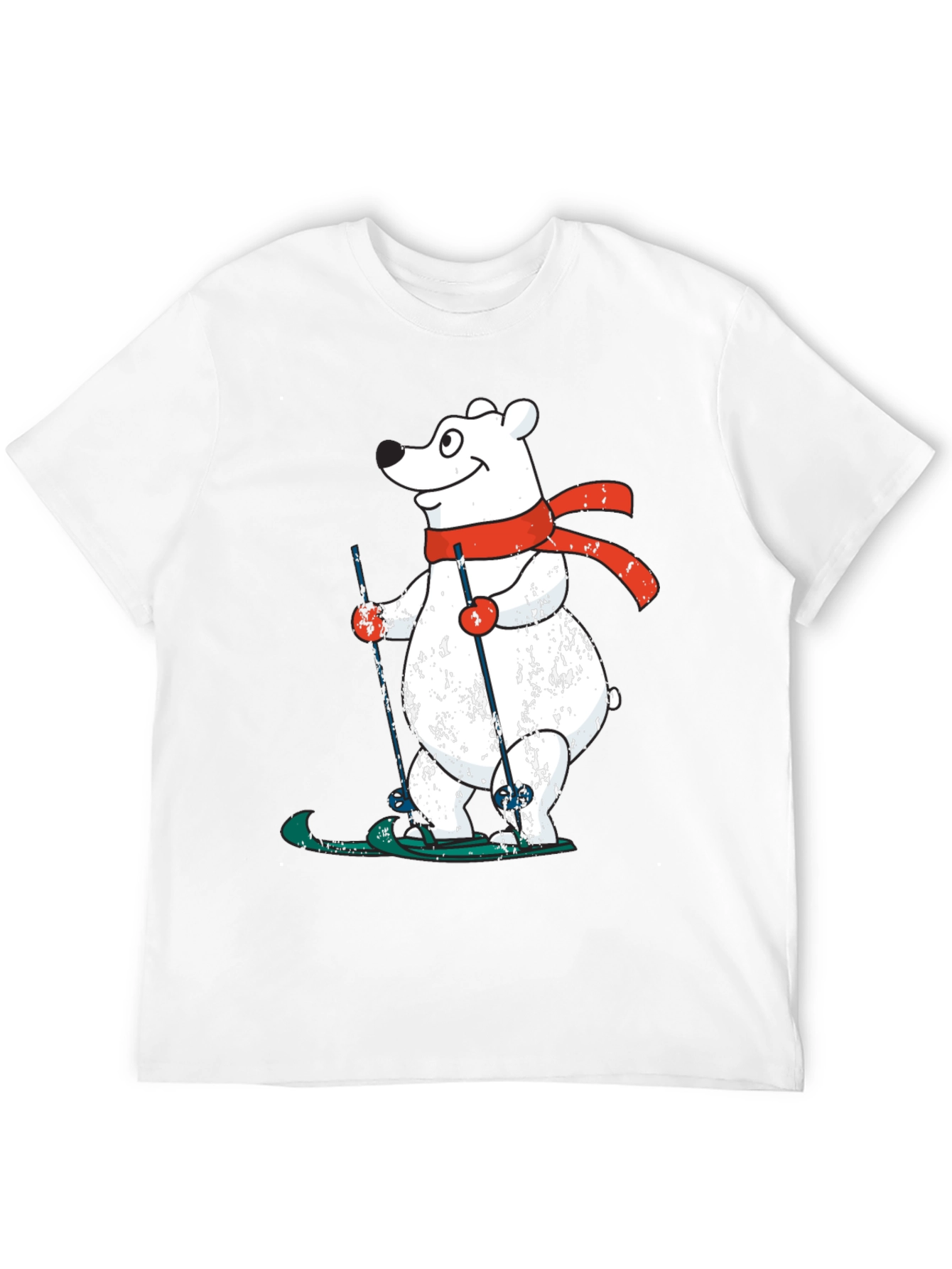 Skiing Polar Bear Graphic Tee - Fun Winter Shirt