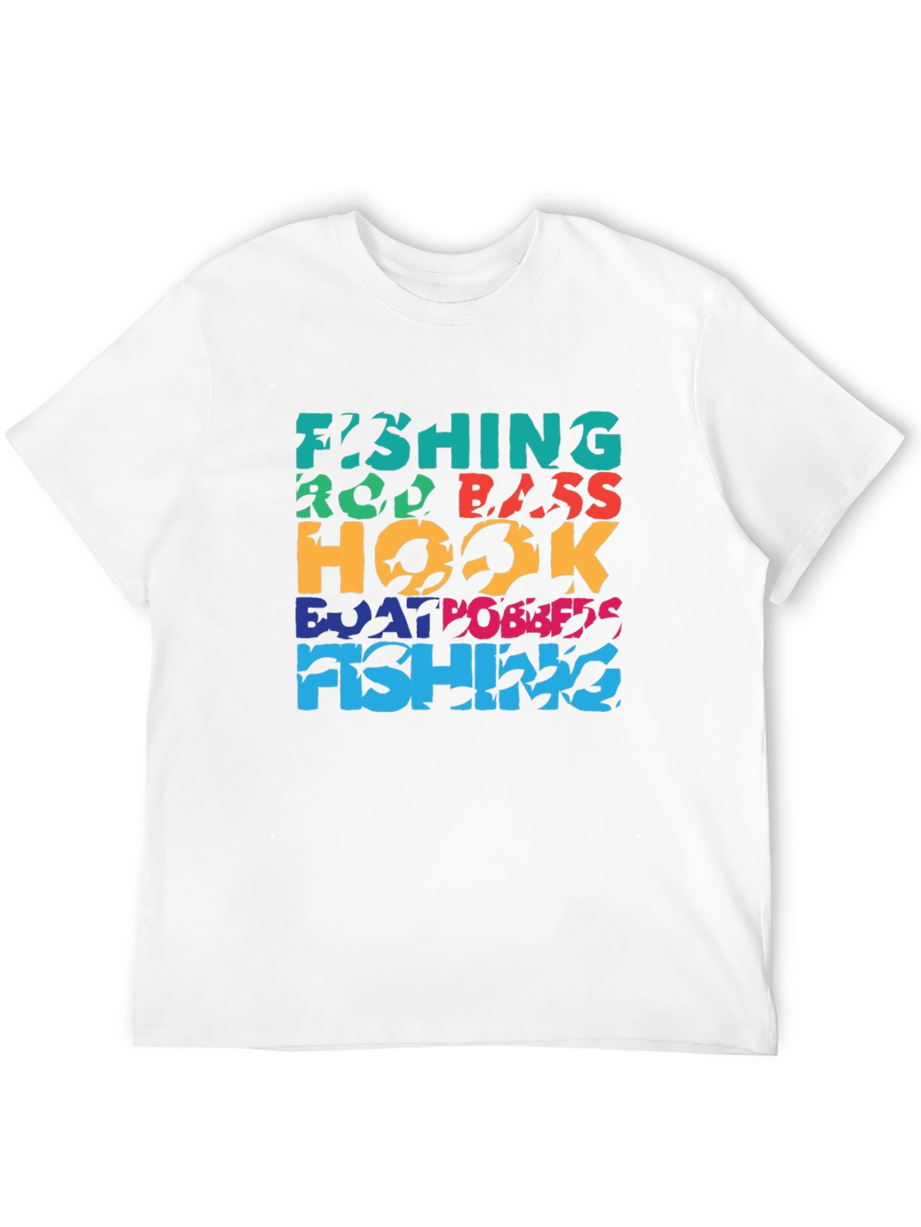 Fishing Word Art Black T-Shirt