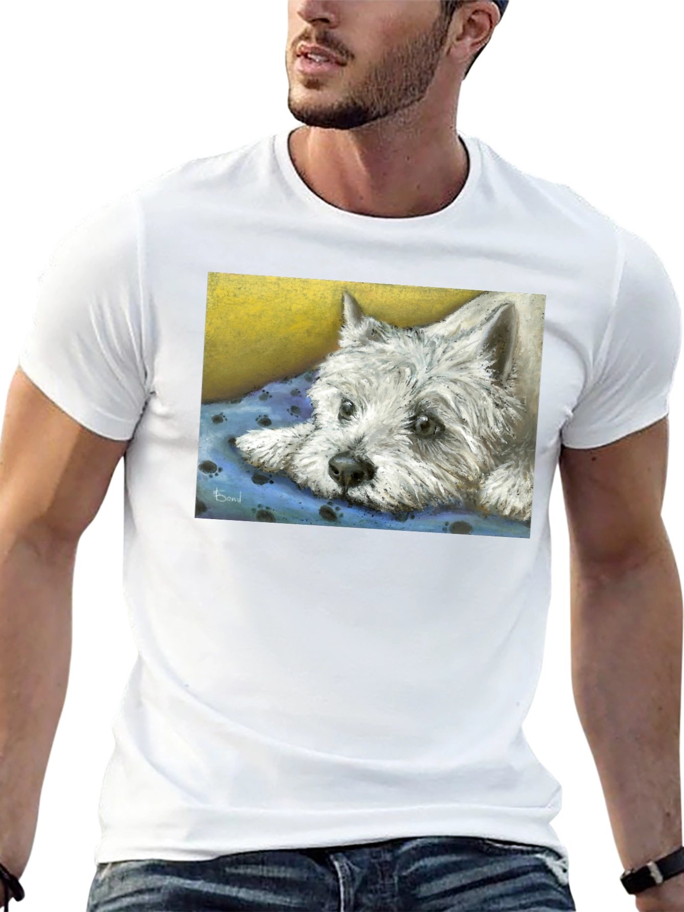 Westie Dog Print Black T-Shirt