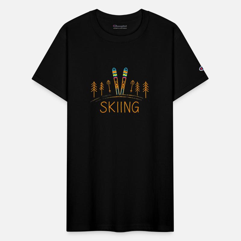 Crayon Illustration Of Vibrant Skis and poles