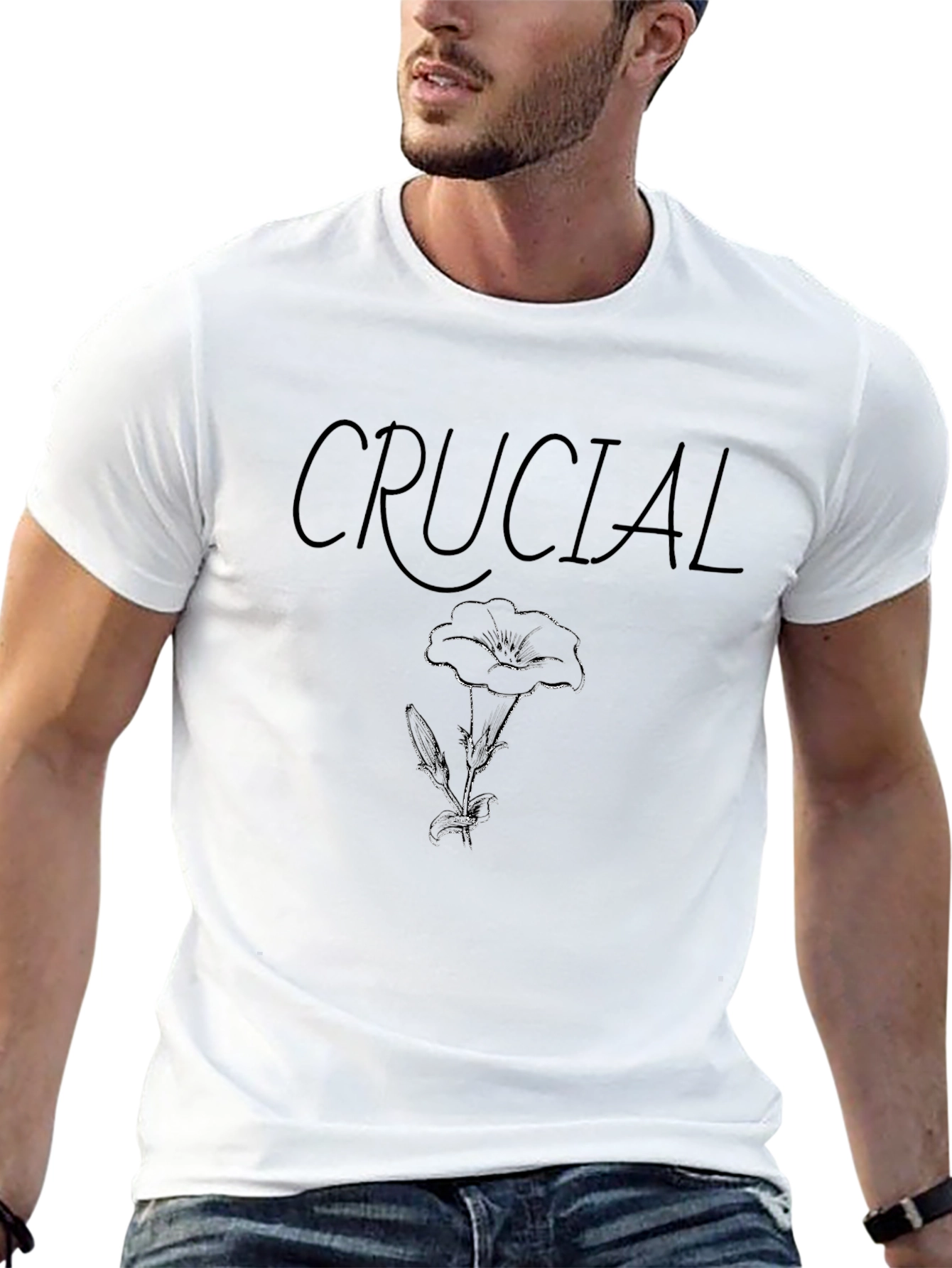 Crucial Flower Graphic Black T-Shirt