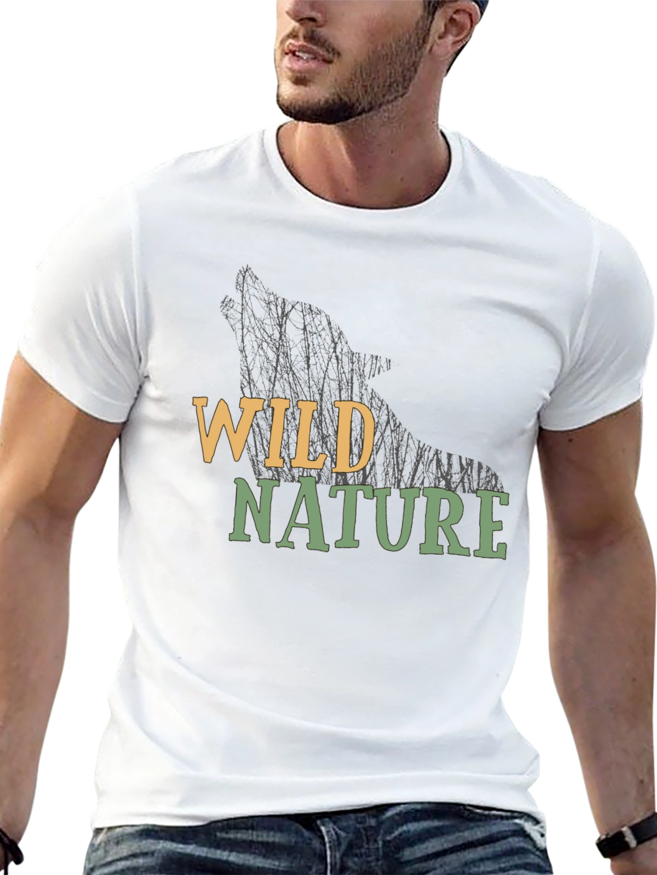 Wild Nature Wolf Graphic Tee - Black Cotton T-Shirt
