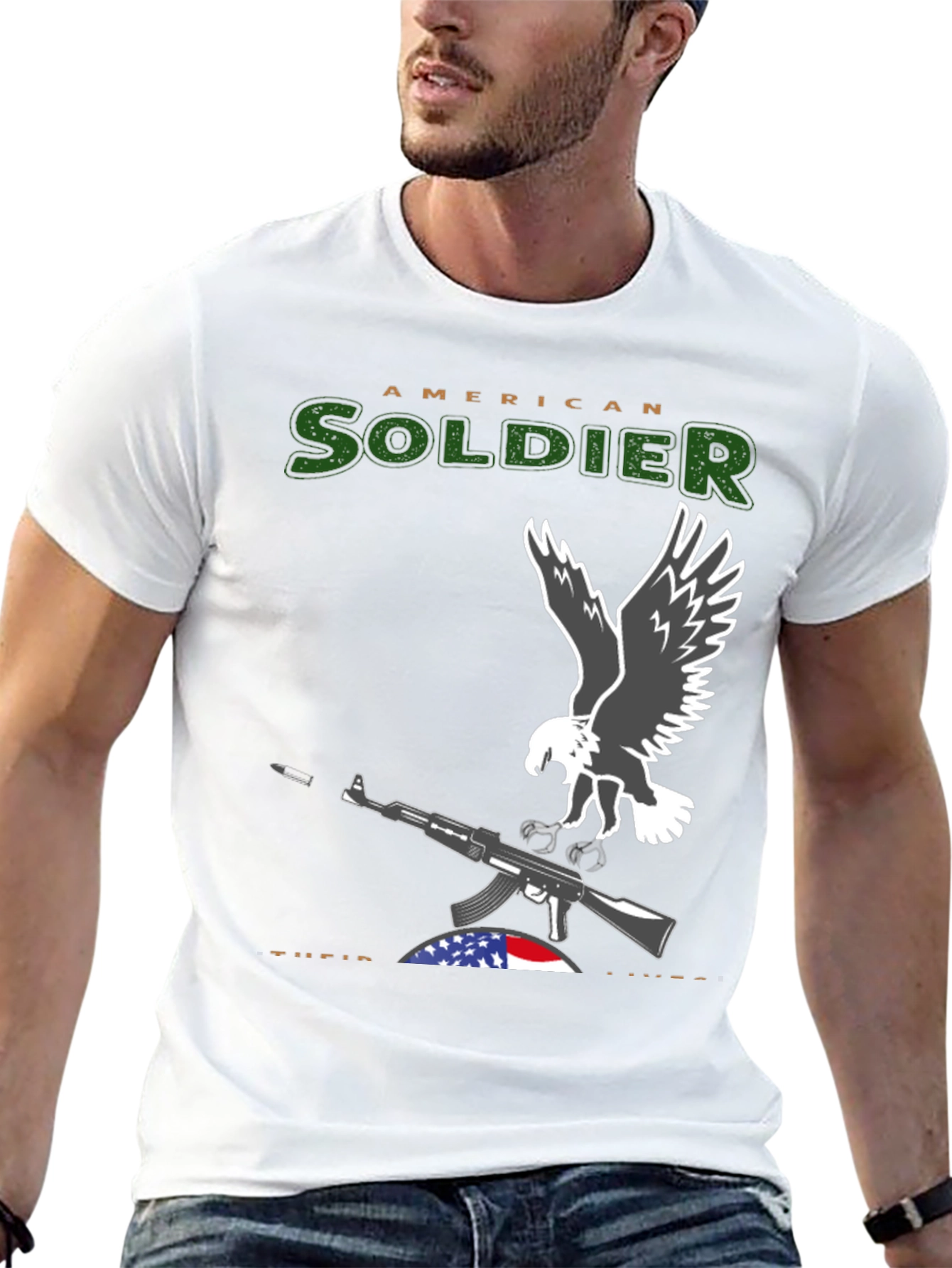 American Soldier Eagle Graphic T-Shirt
