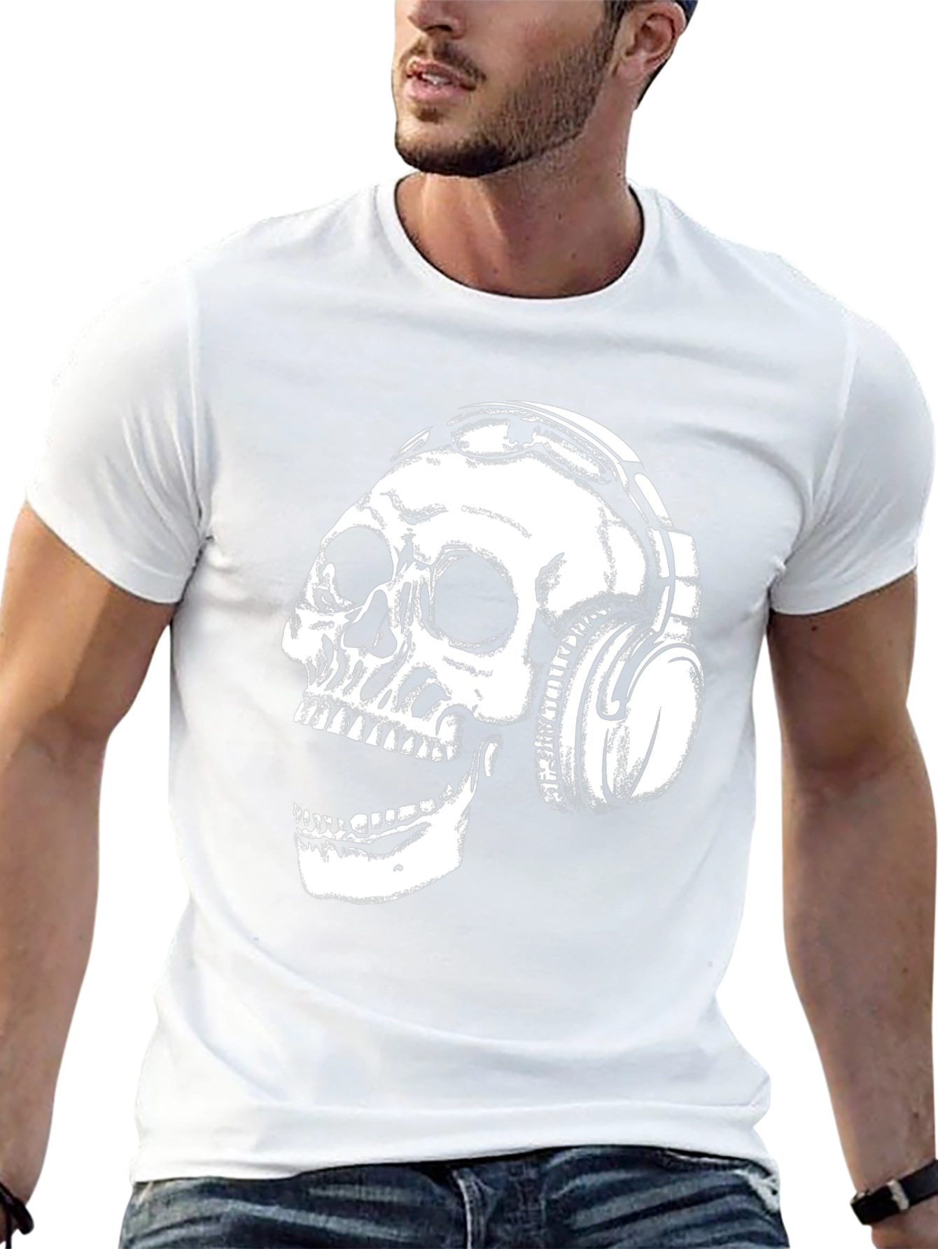 Skull Headphones Black T-Shirt
