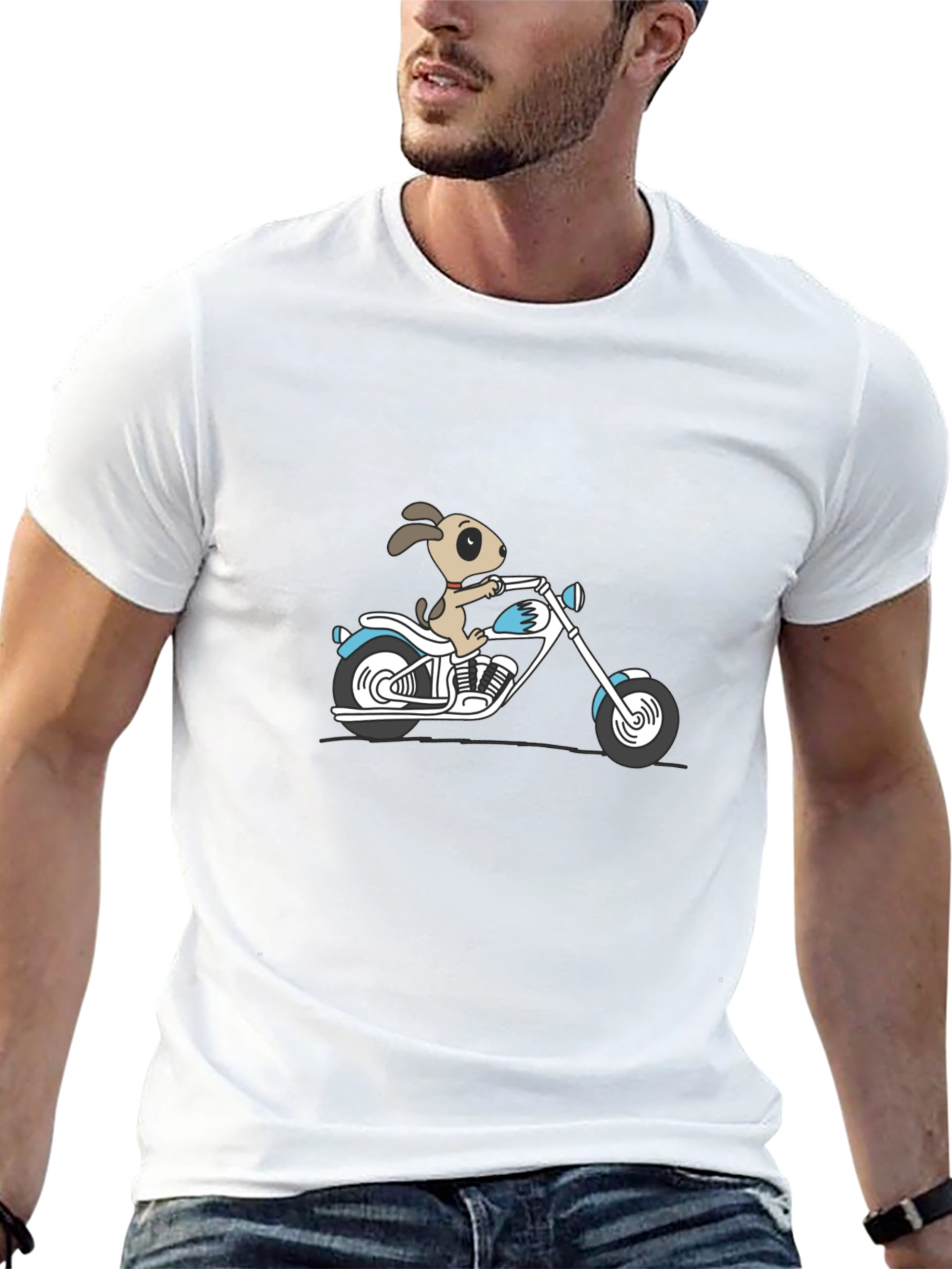 Dog on Motorcycle Graphic T-Shirt - Black