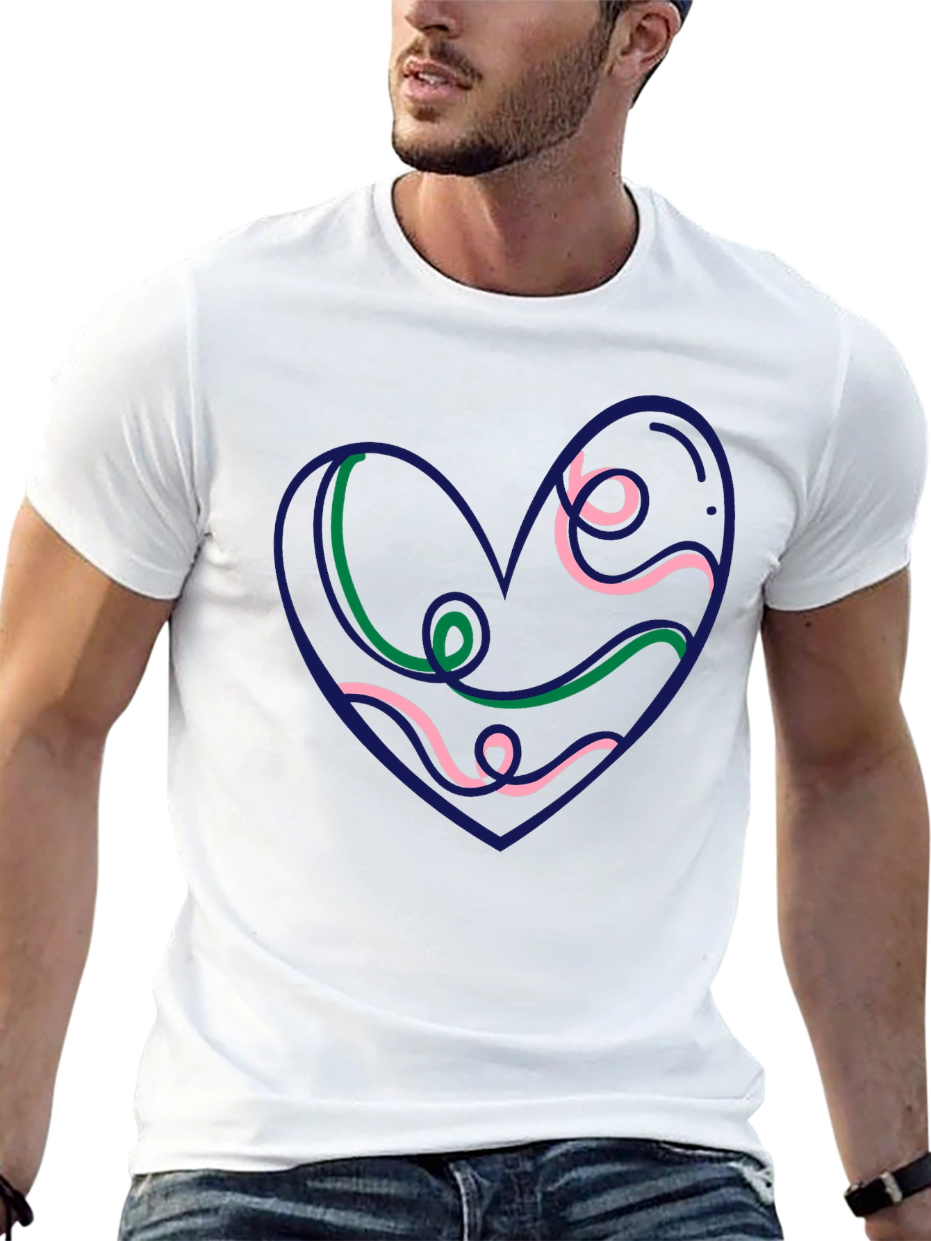 Heart Swirl Graphic Black Tee