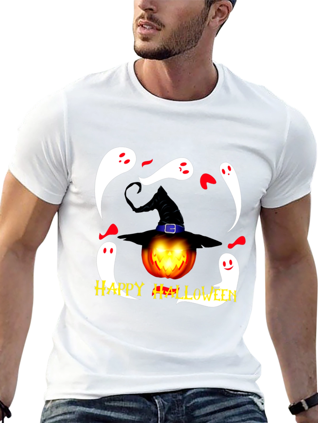 Halloween Pumpkin and Ghost Graphic Tee
