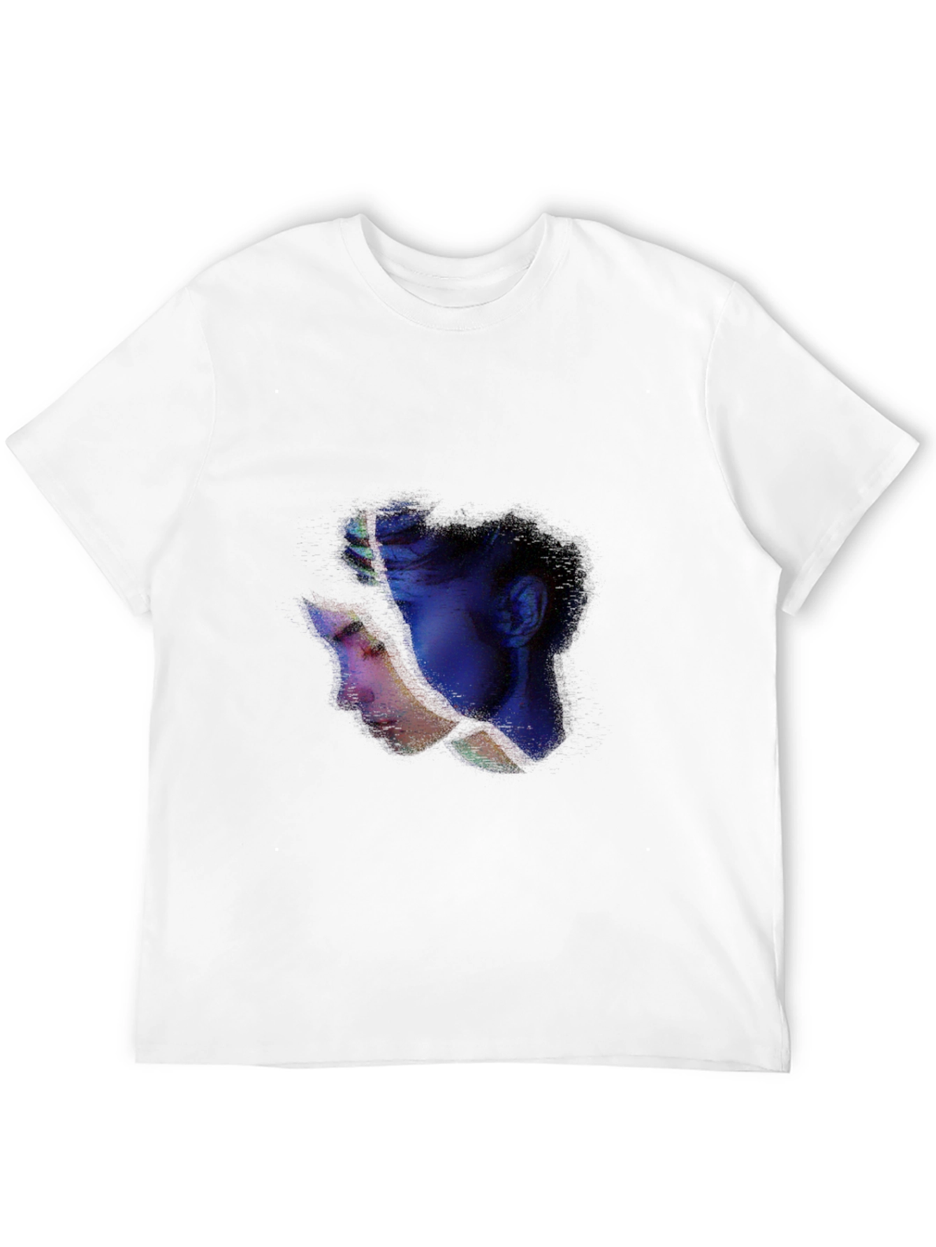 Abstract Face Graphic Tee - Casual Black T-Shirt