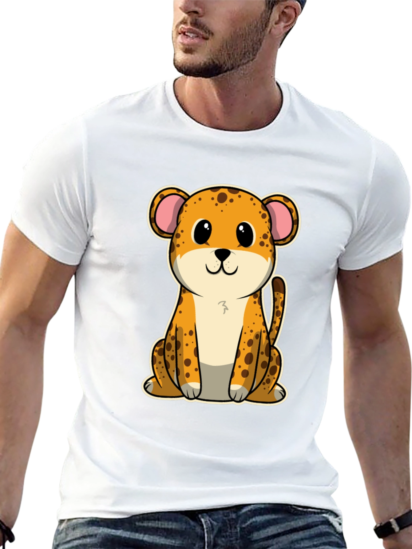 Cute Cartoon Leopard Graphic T-Shirt