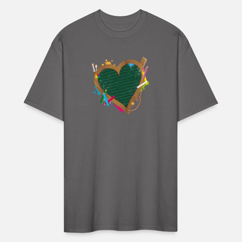 Heart shaped blackboard with school supplies