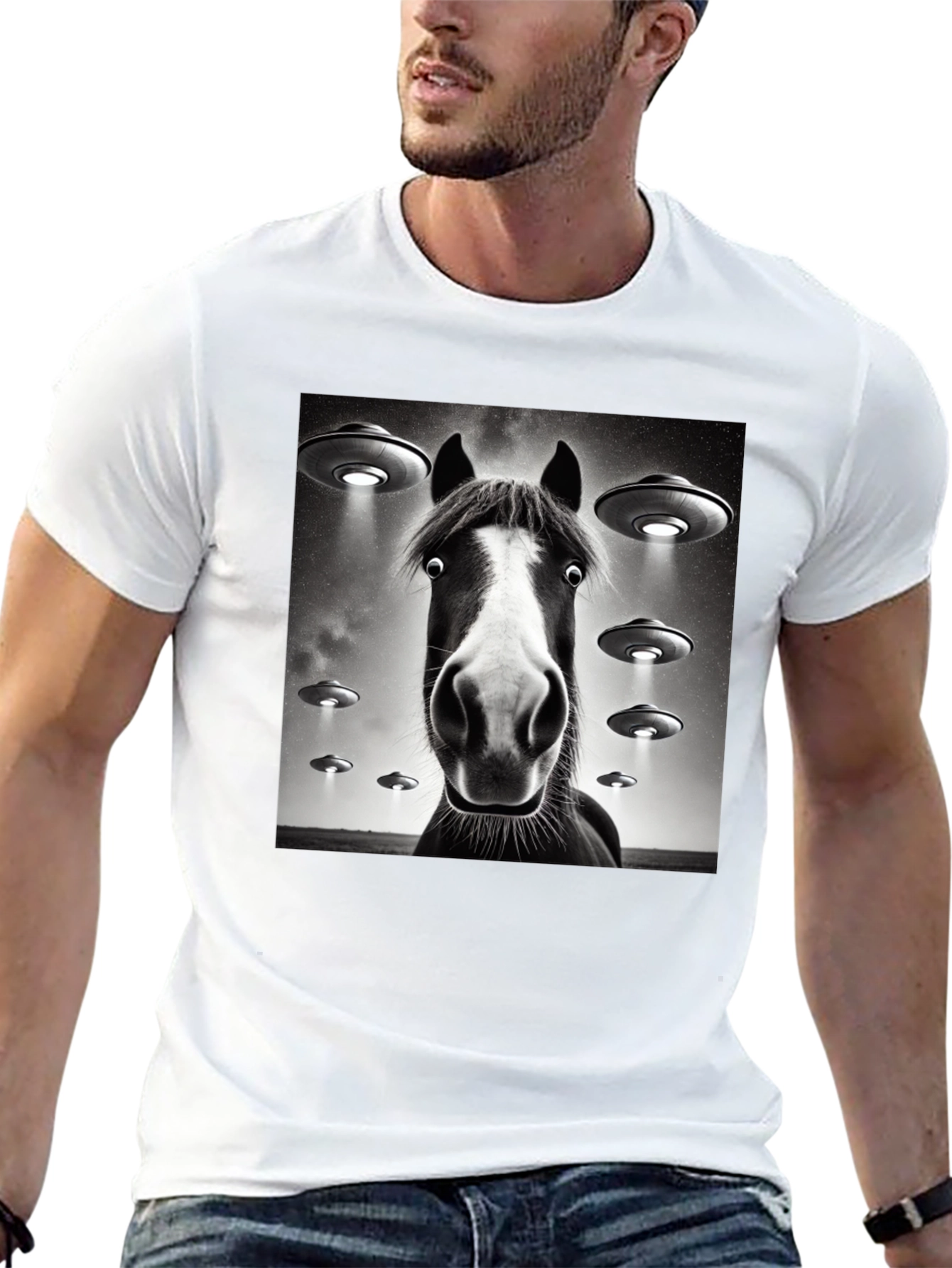 Horse UFO T-Shirt - Funny Graphic Tee