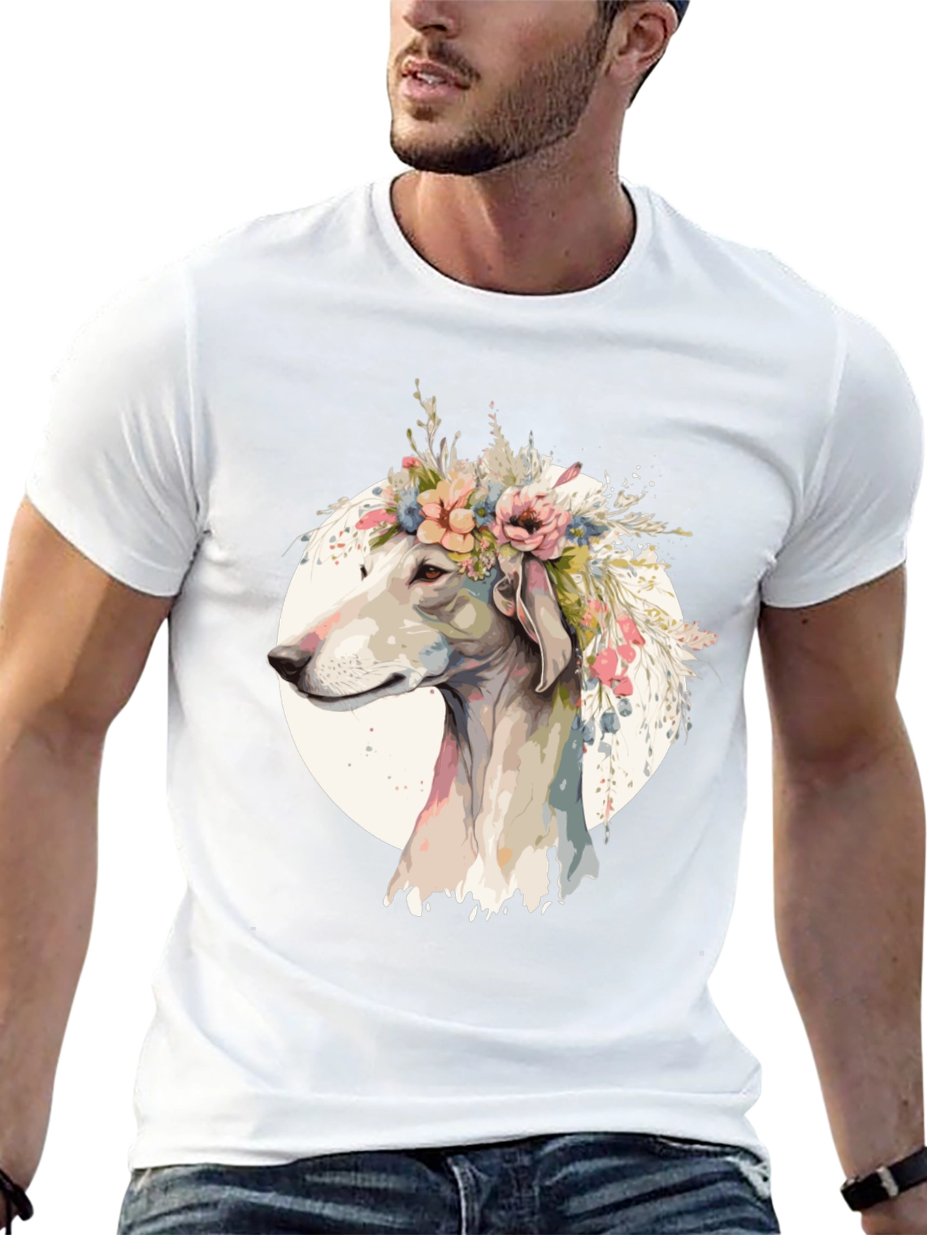 Dog with Flower Crown Graphic Tee