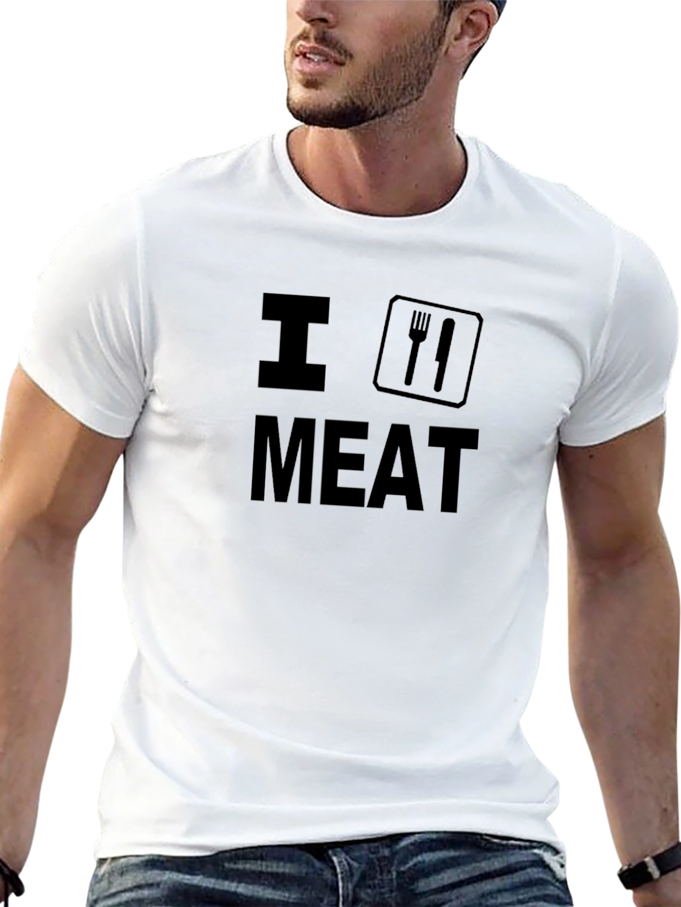 I Love Meat Graphic T-Shirt - Black Casual Tee