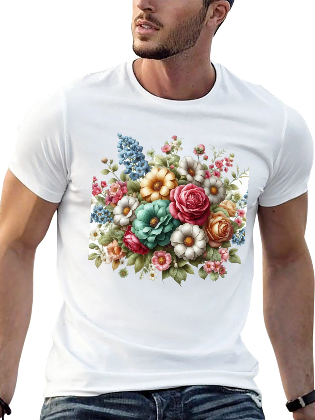 Floral Bouquet Graphic Tee - Black T-Shirt