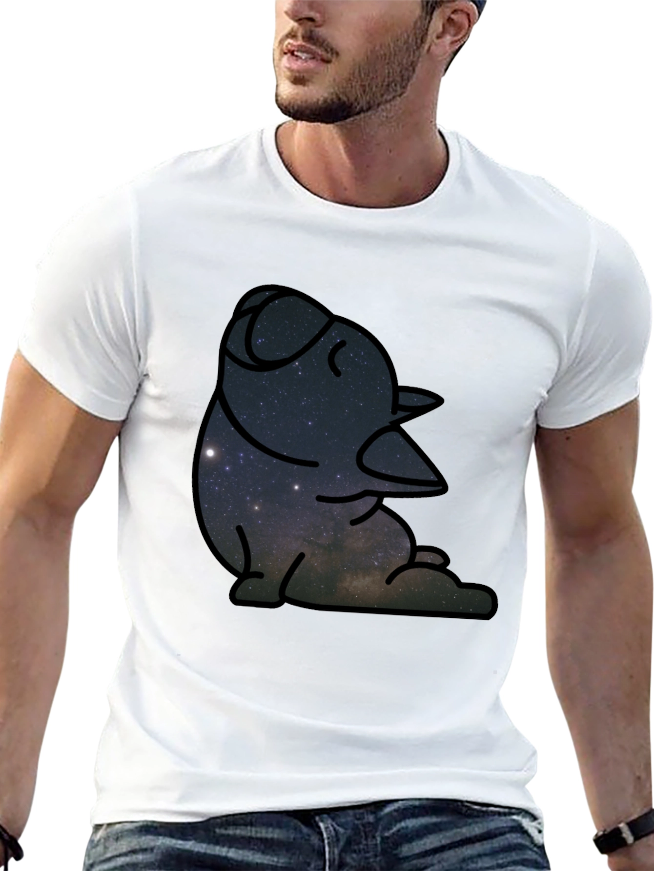 Cosmic Penguin Graphic Tee - Black Cotton Comfort