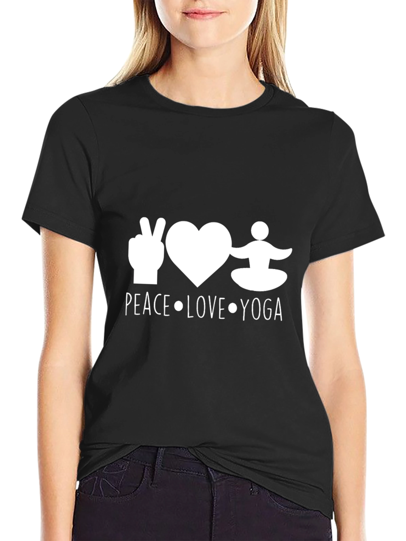 Peace Love Yoga Black T-Shirt