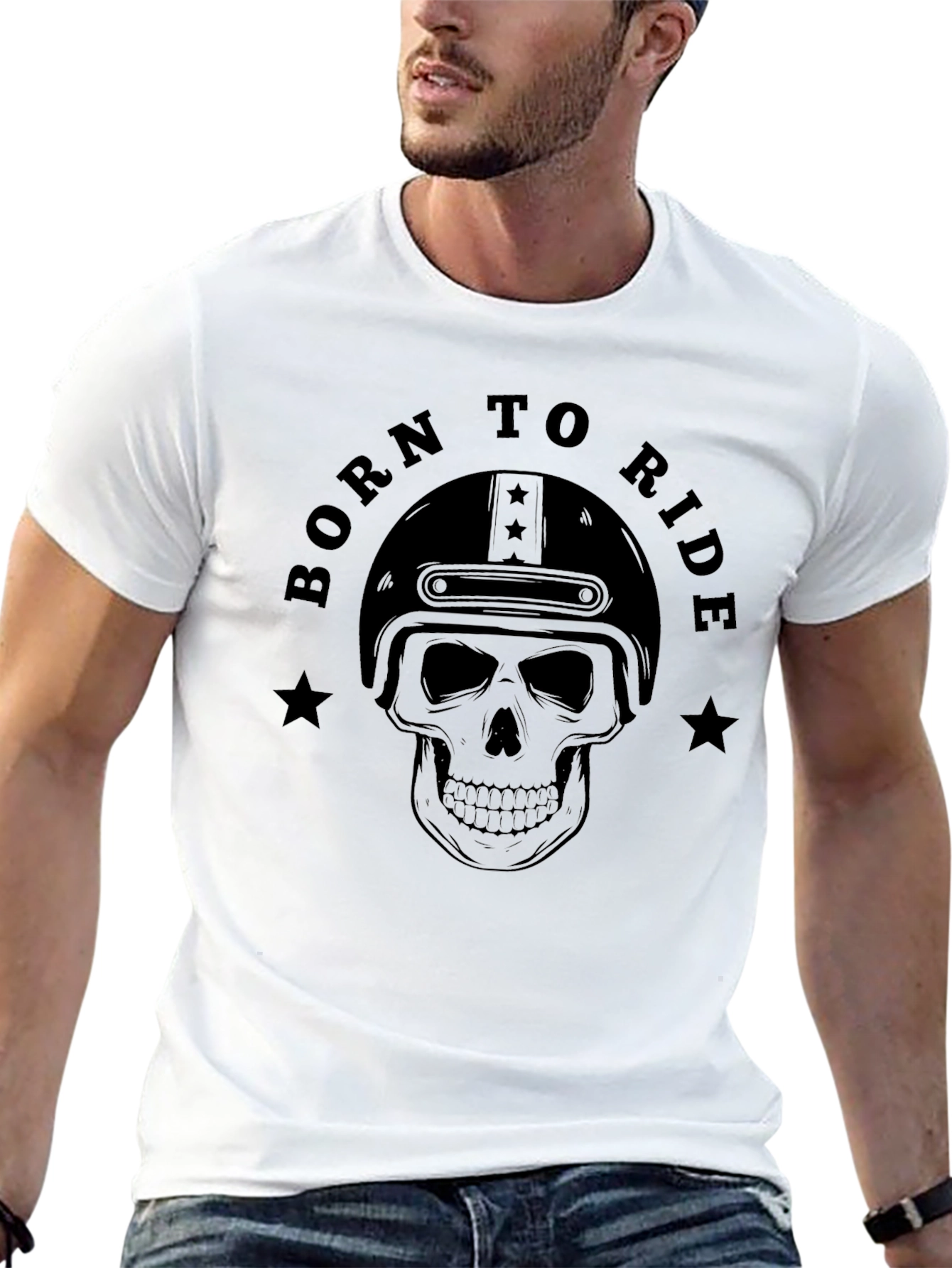 Born to Ride Skull Graphic T-Shirt