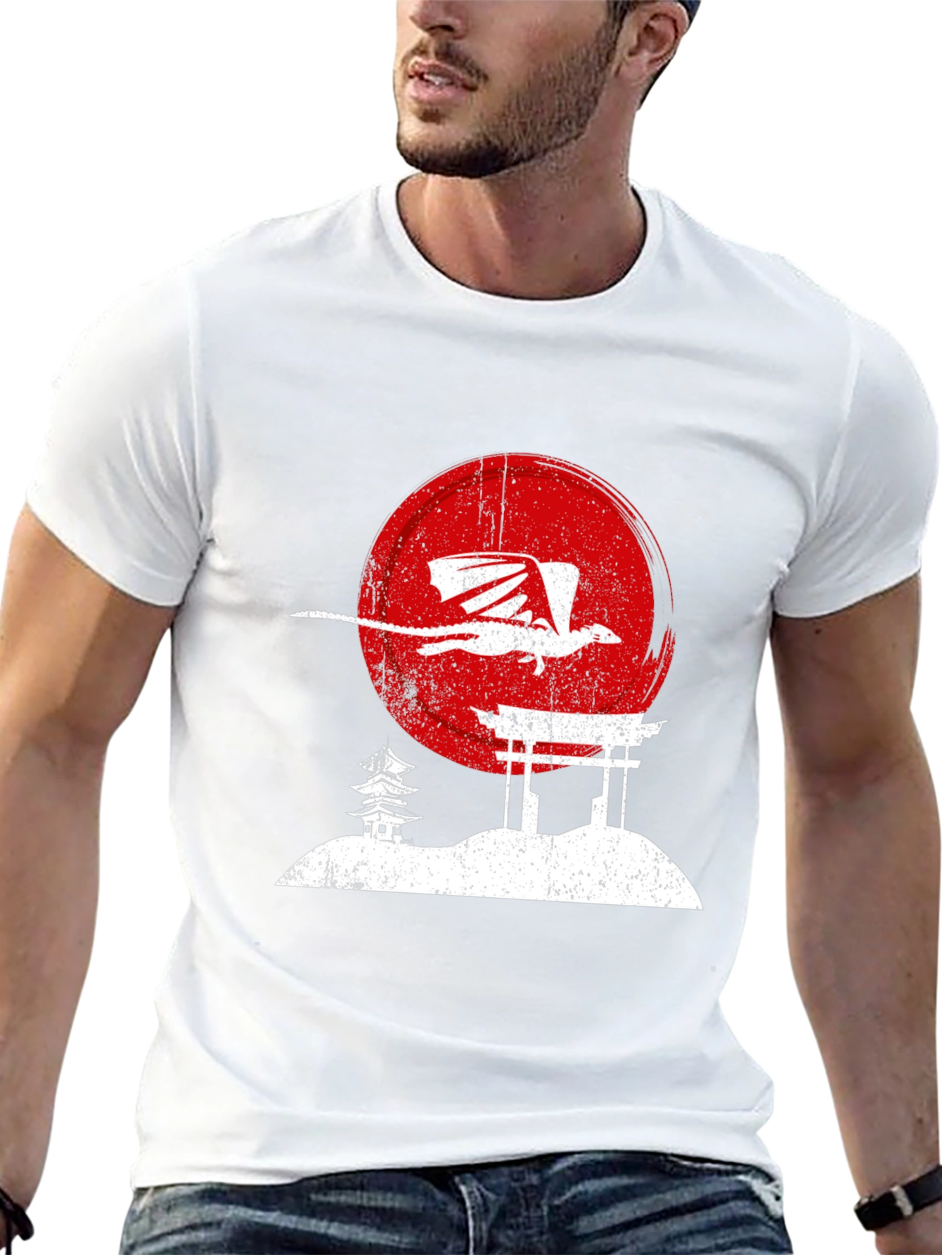 Dragon Sunset Graphic Tee - Black Cotton T-Shirt