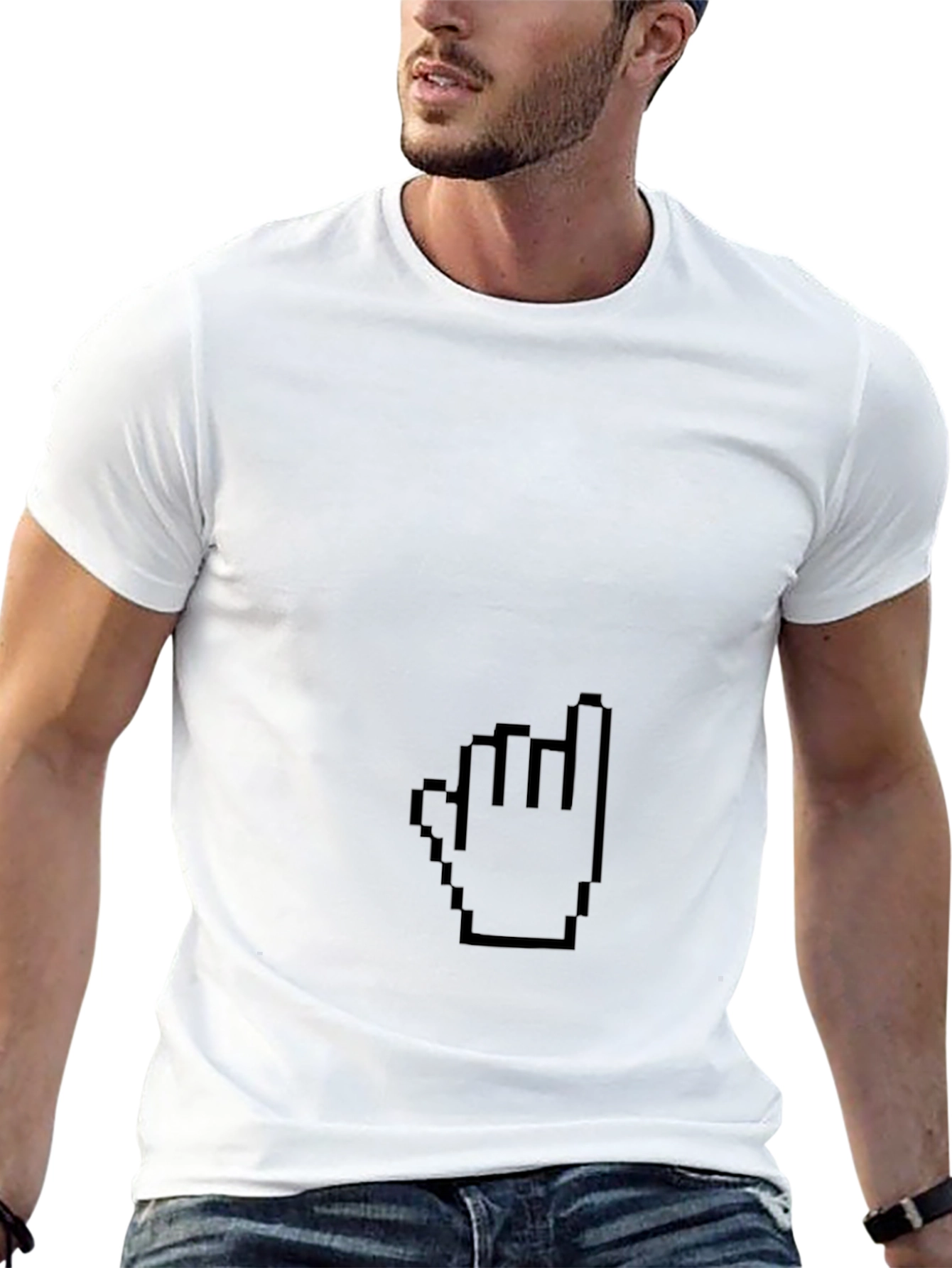 Pixel Hand Pointer Black T-Shirt