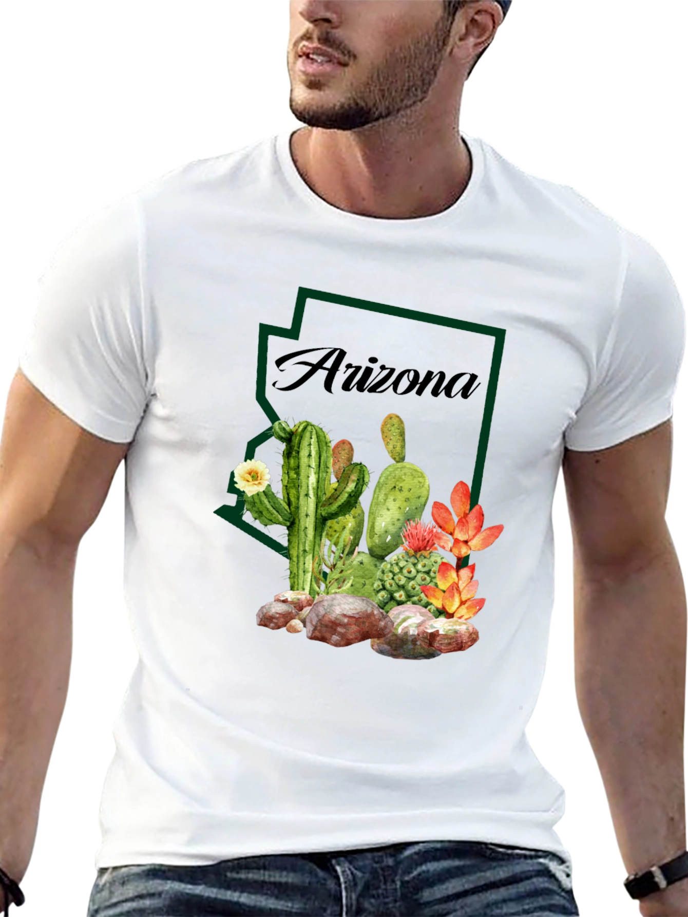Arizona Cactus Graphic Tee - Desert State Pride T-Shirt