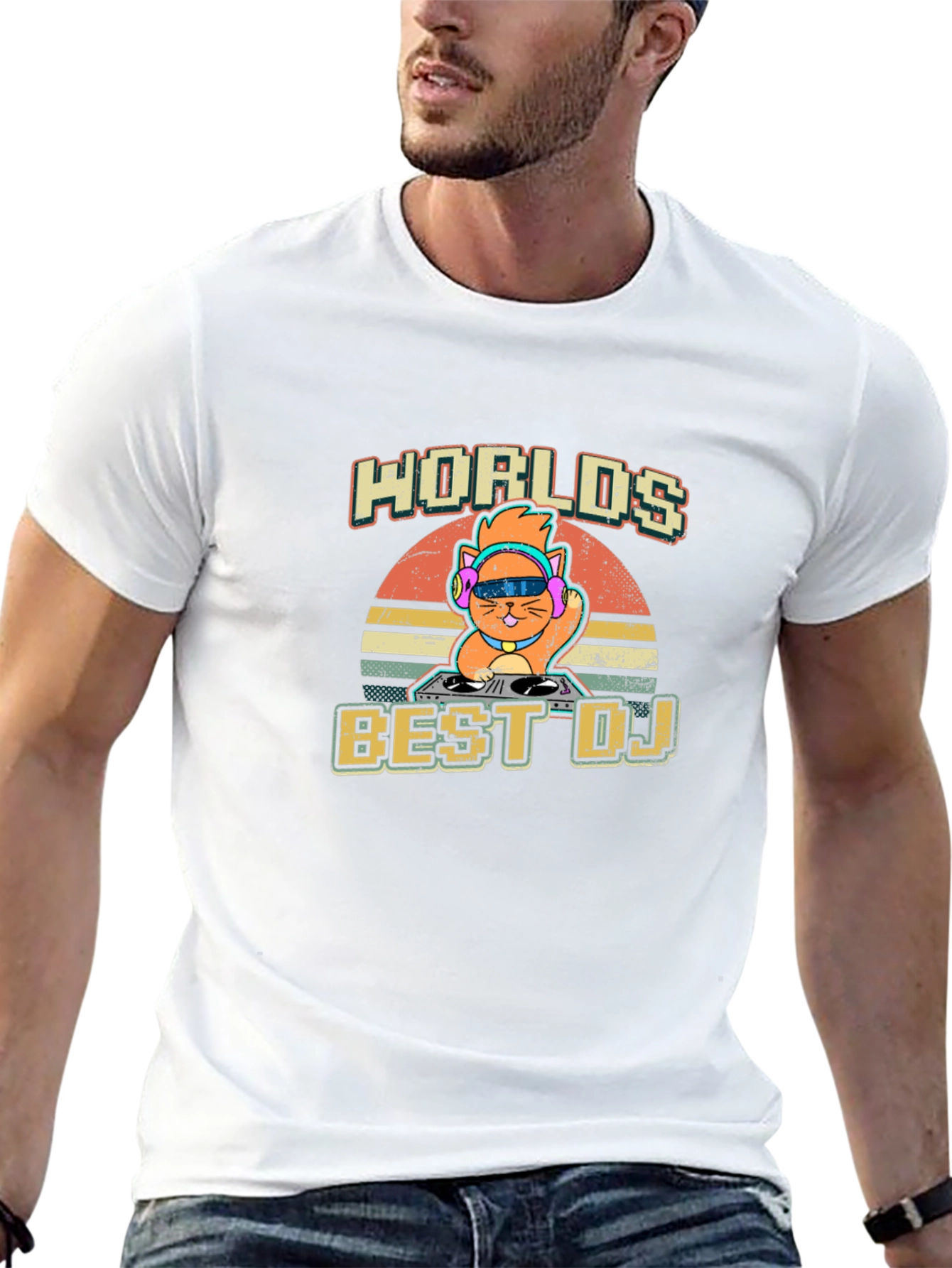 Worlds Best DJ Cat Graphic T-Shirt