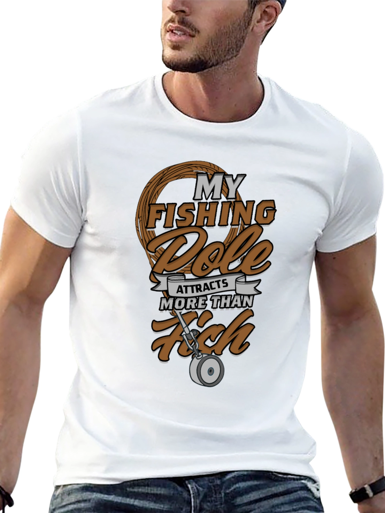 Fishing Pole Attracts More Than Fish Graphic Tee