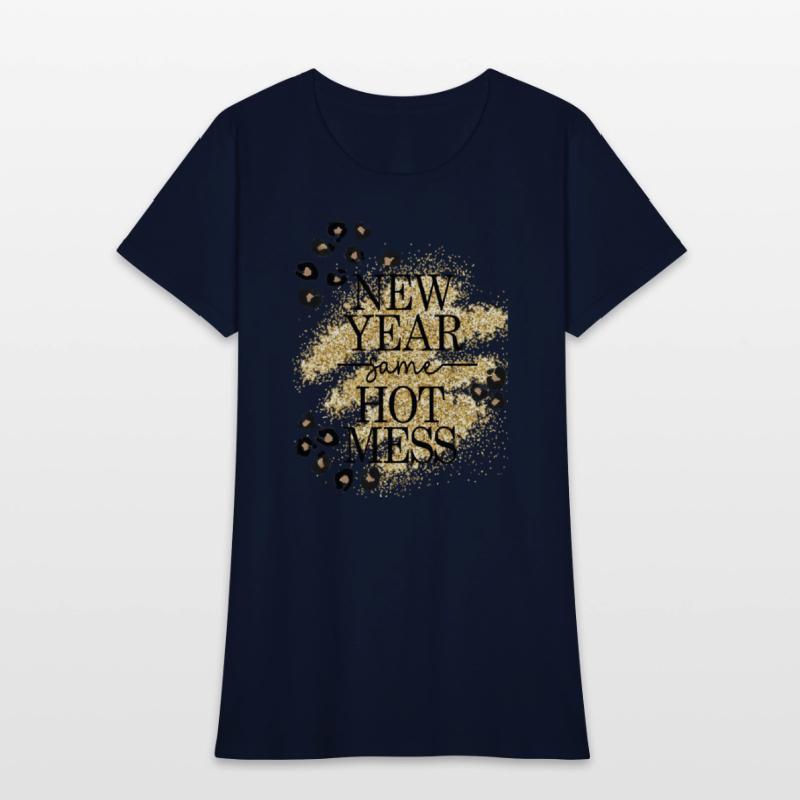 New Year Same Hot Mess Golden Leopard Print