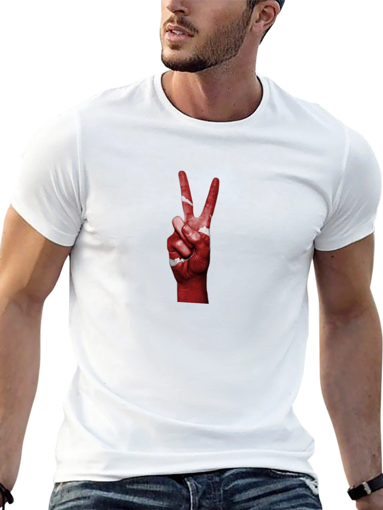Peace Sign Hand Turkey Flag Graphic T-Shirt