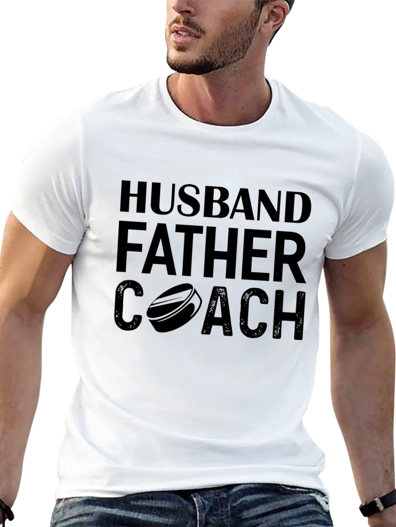 Husband Father Coach Black Graphic T-Shirt