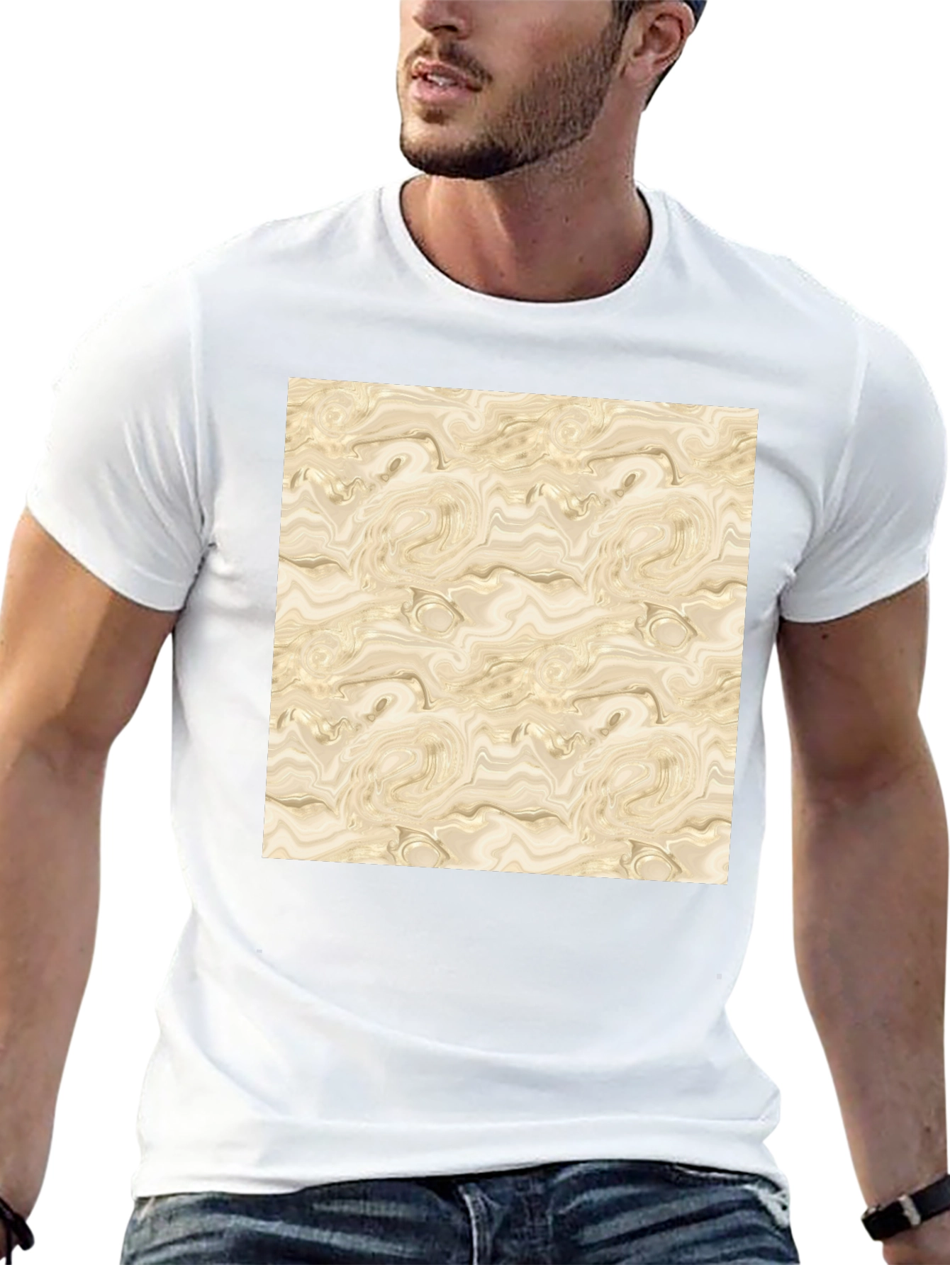 Abstract Marble Pattern Black T-Shirt