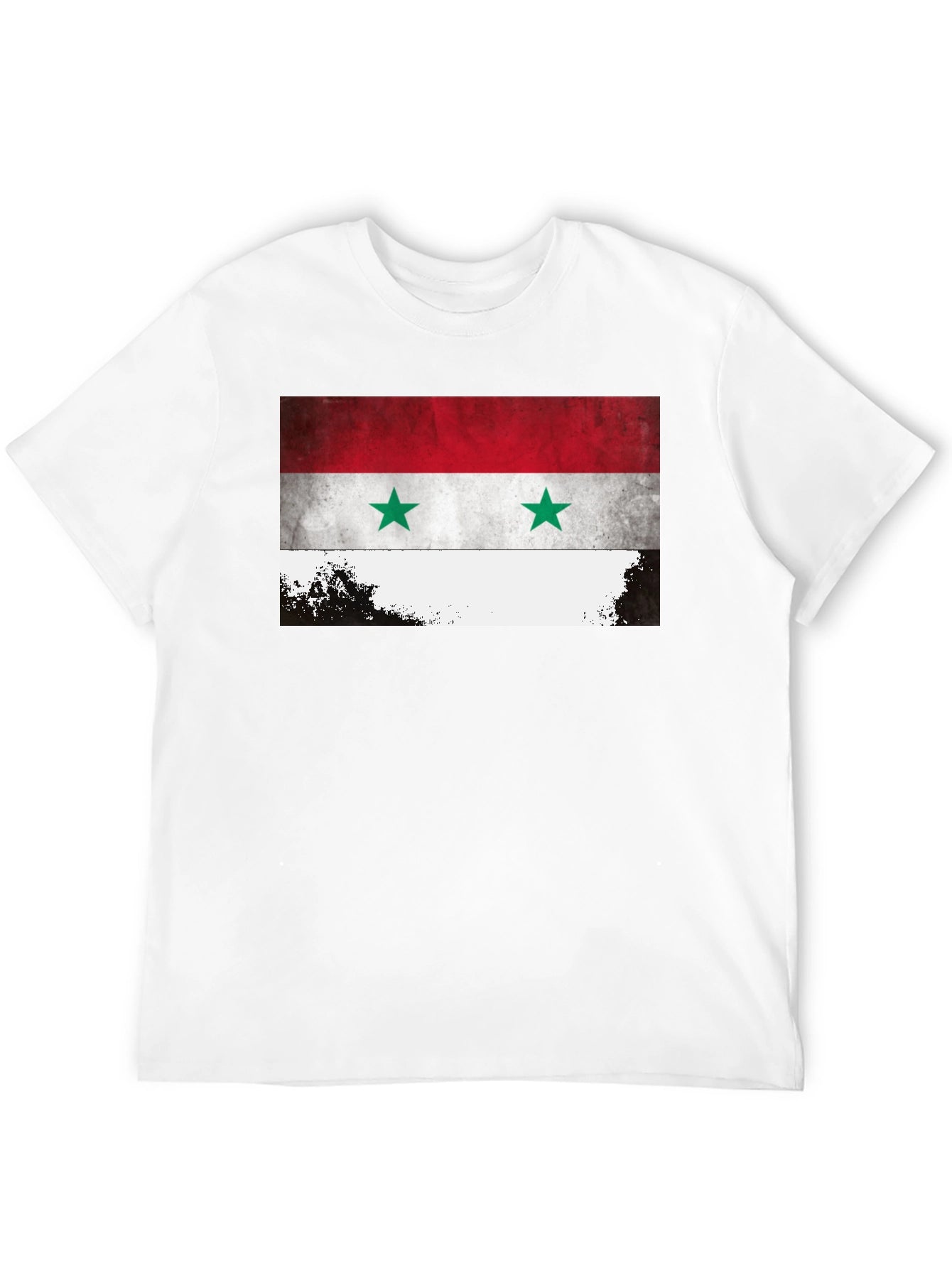 Syria Flag Graphic Tee - Black Crew Neck T-Shirt