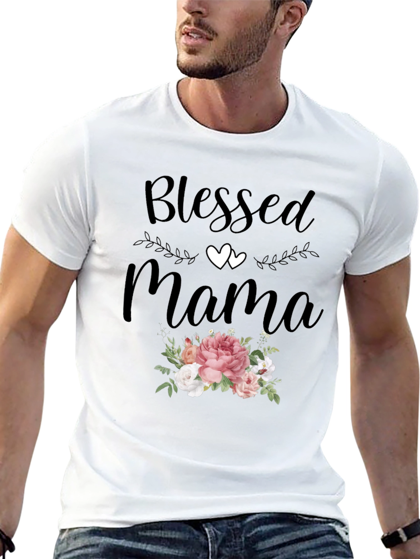 Blessed Mama Graphic Tee - Floral Design