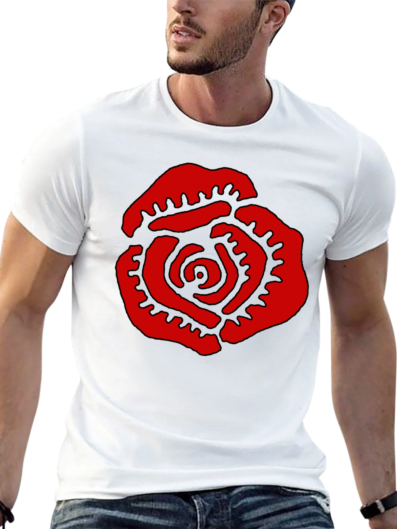 Red Rose Graphic Black T-Shirt