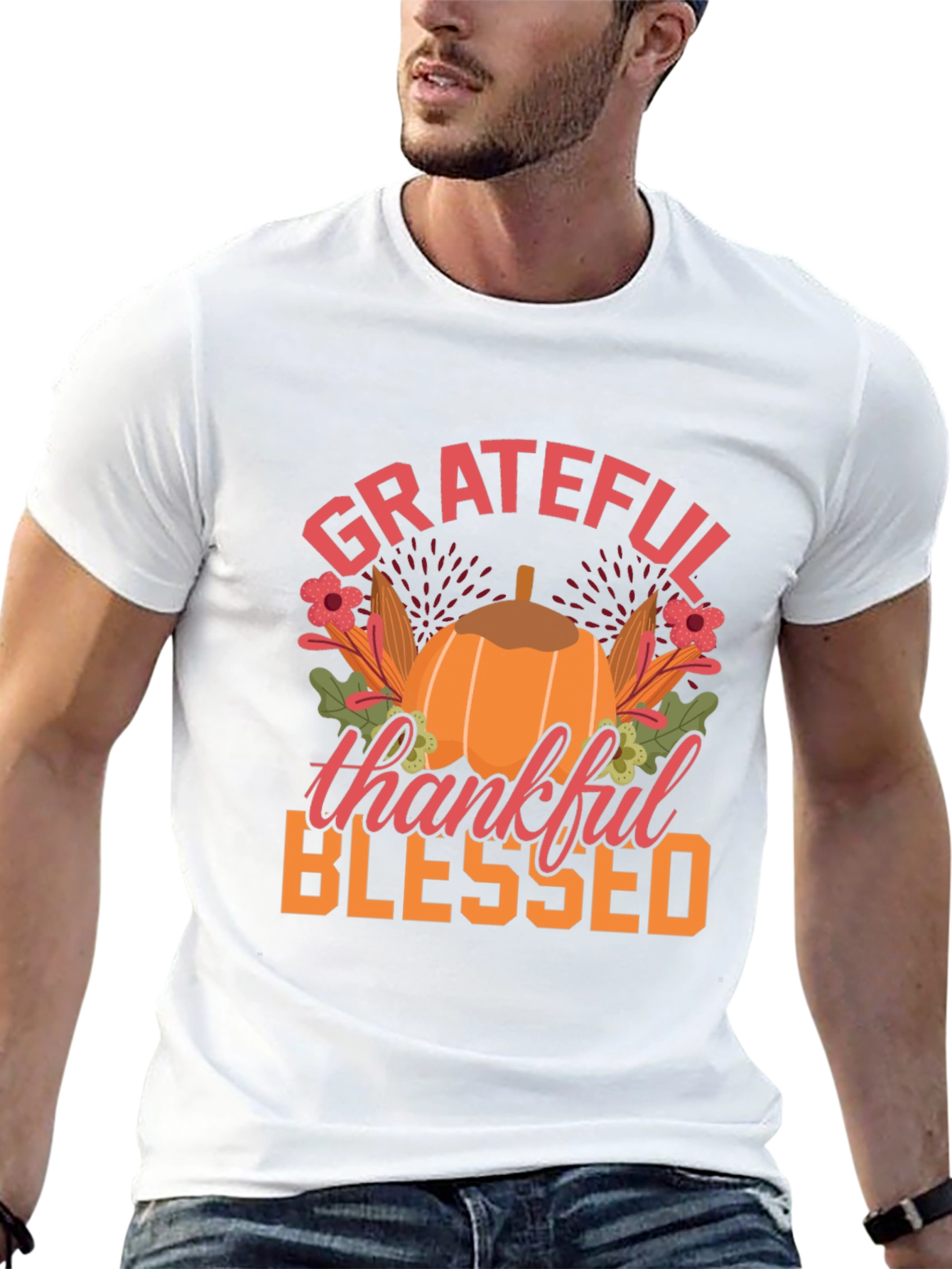 Grateful Thankful Blessed Thanksgiving T-Shirt