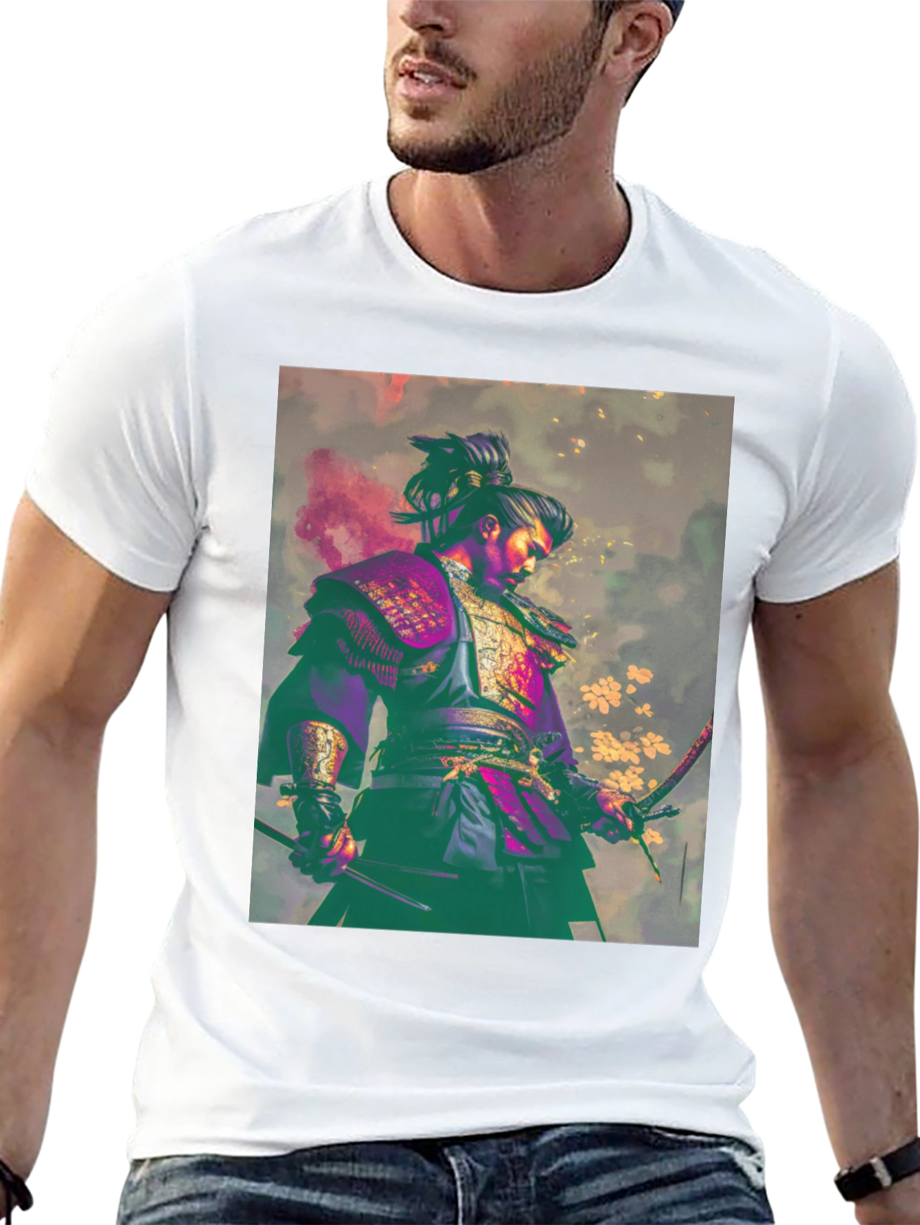 Samurai Warrior Graphic Tee - Mens Black T-Shirt