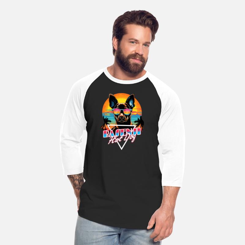 Retro Wave Basenji Hot Dog Shirt