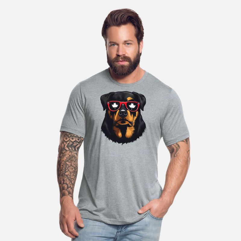 Rottweiler Wearing Canads Colors