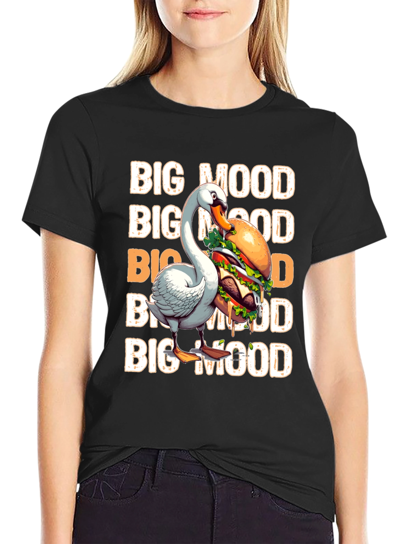 Big Mood Swan Burger Graphic T-Shirt