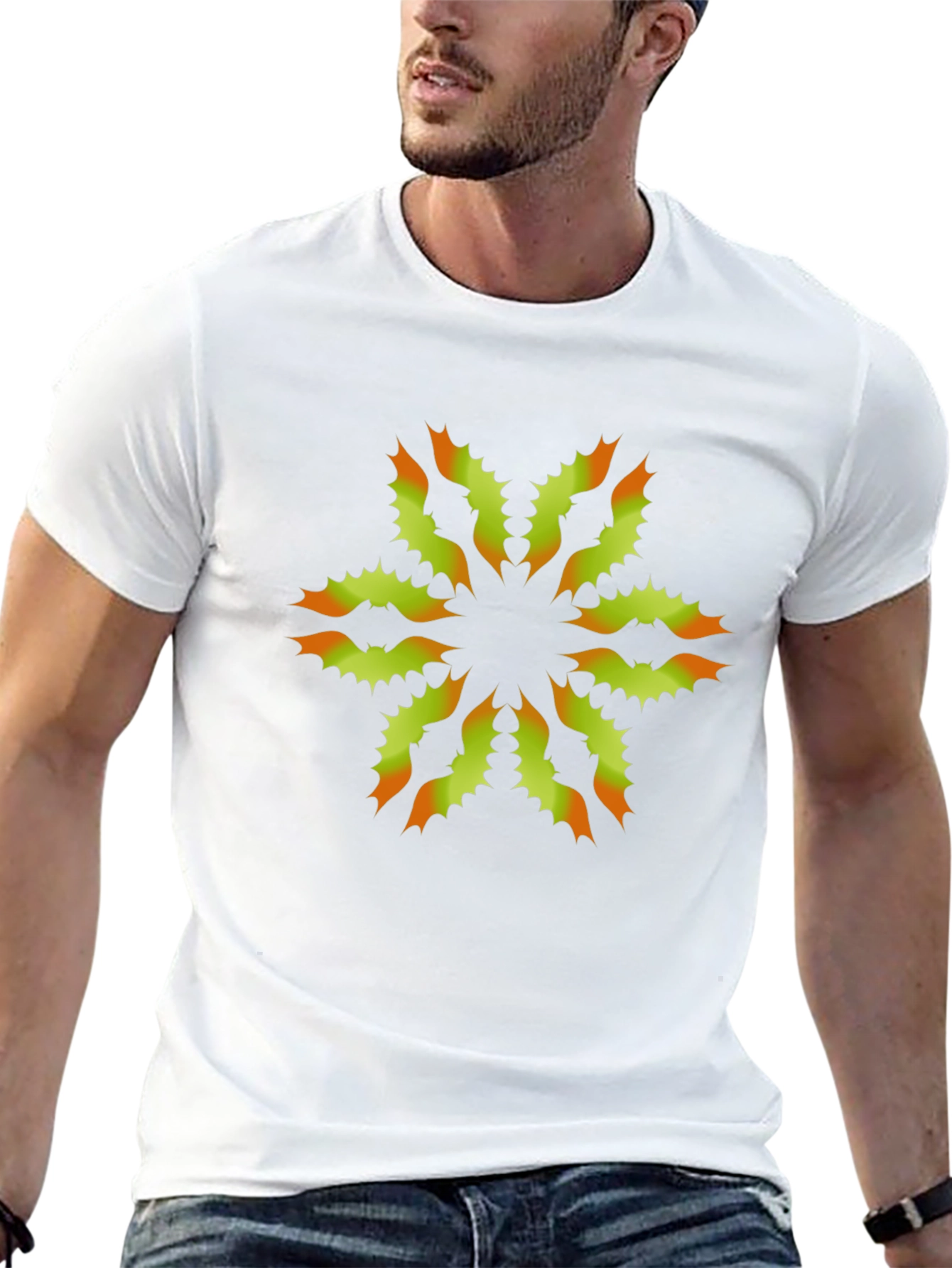 Unique Floral Graphic Print Black T-Shirt