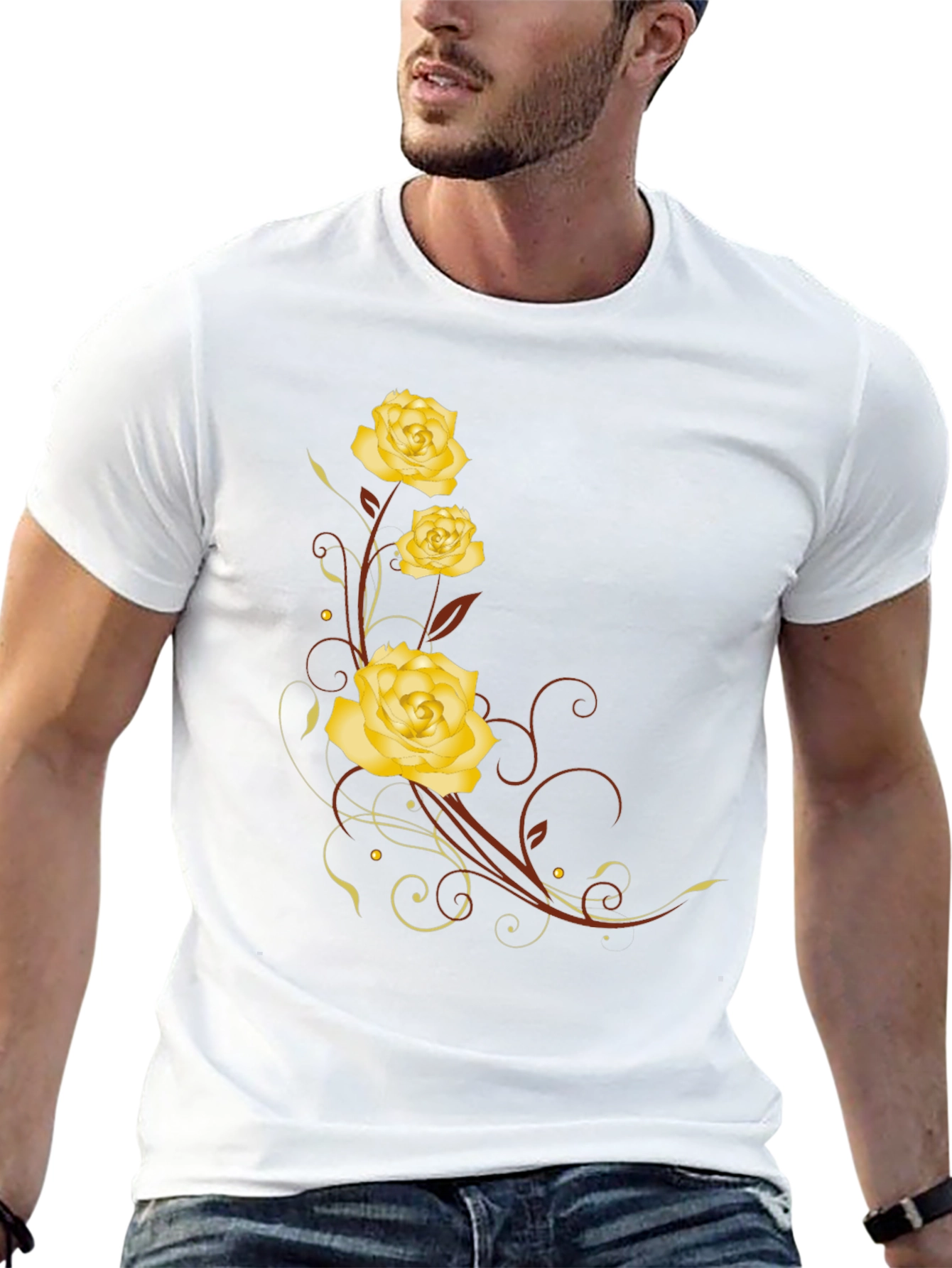 Floral Rose T-Shirt - Elegant Black Tee