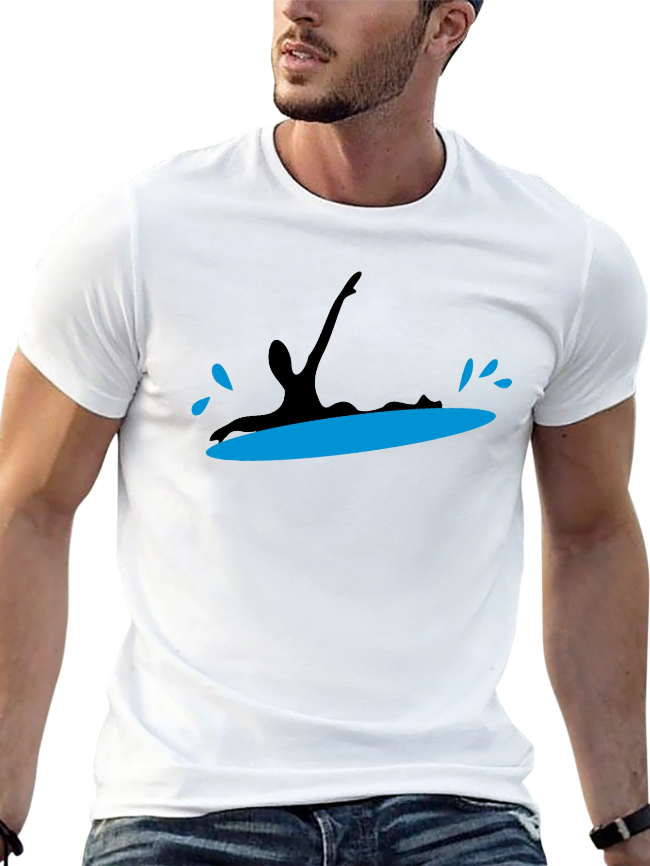 Surfing Silhouette Black T-Shirt