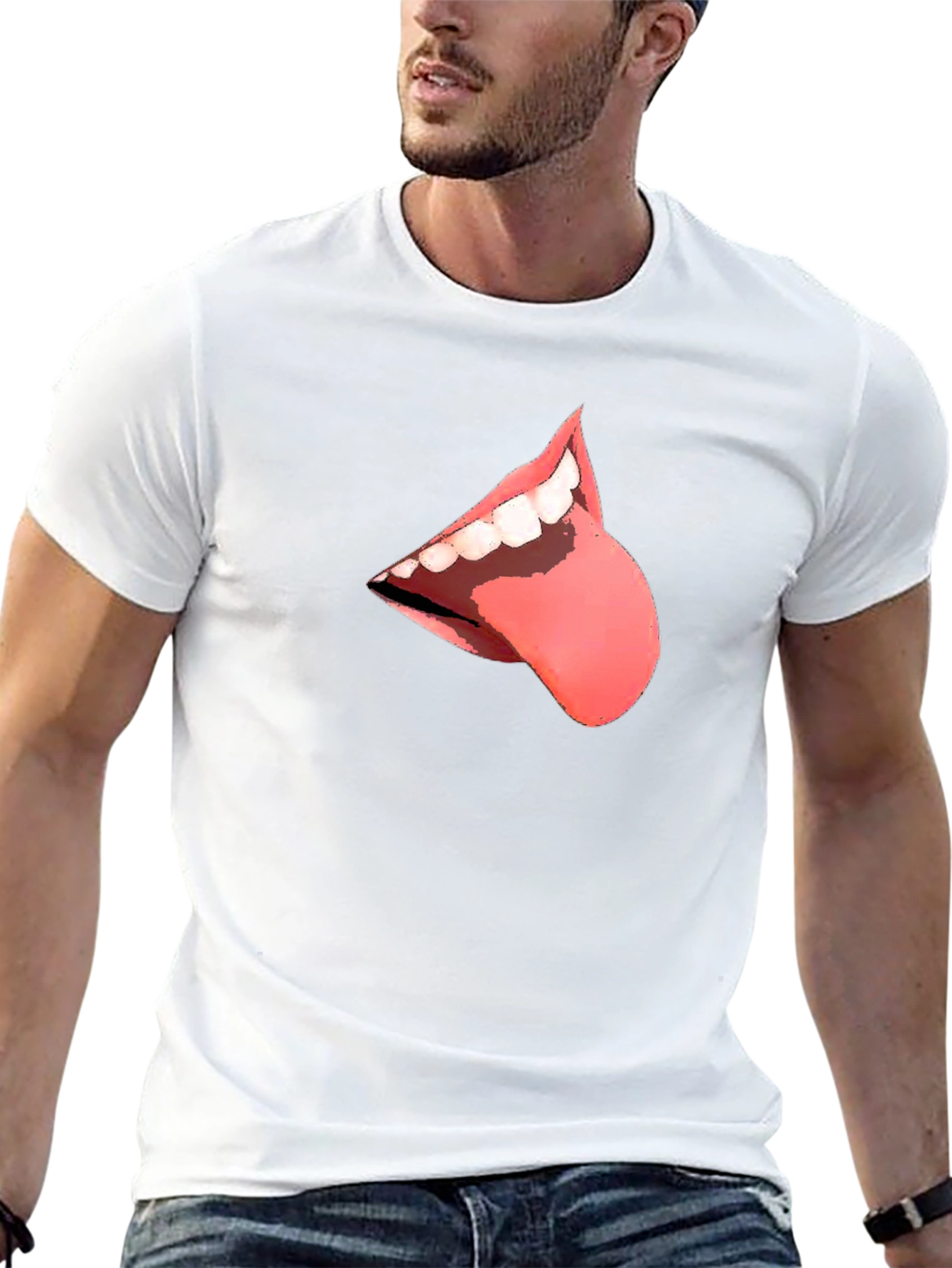 Black T-Shirt with Tongue Graphic