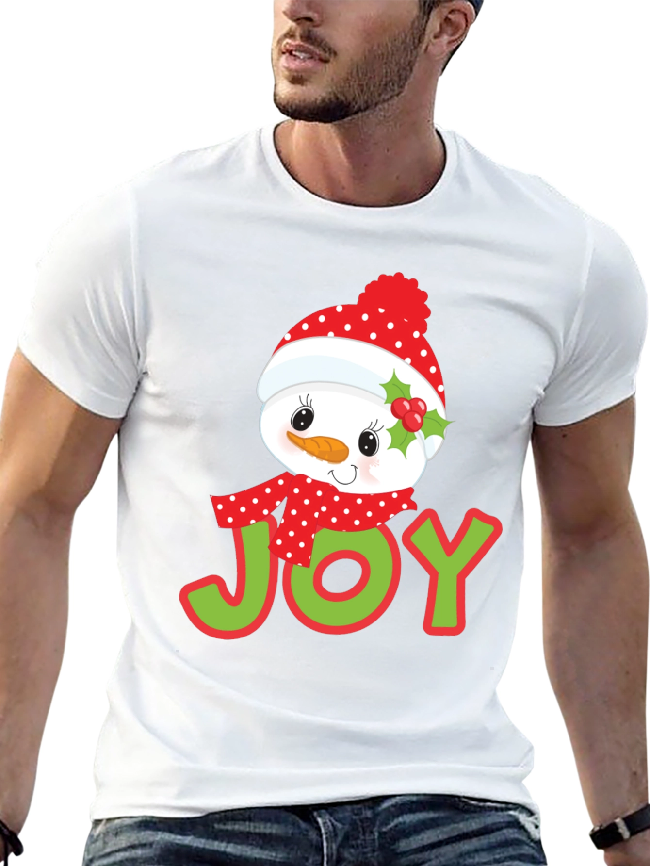 Joyful Snowman Graphic Tee - Holiday Cheer T-Shirt