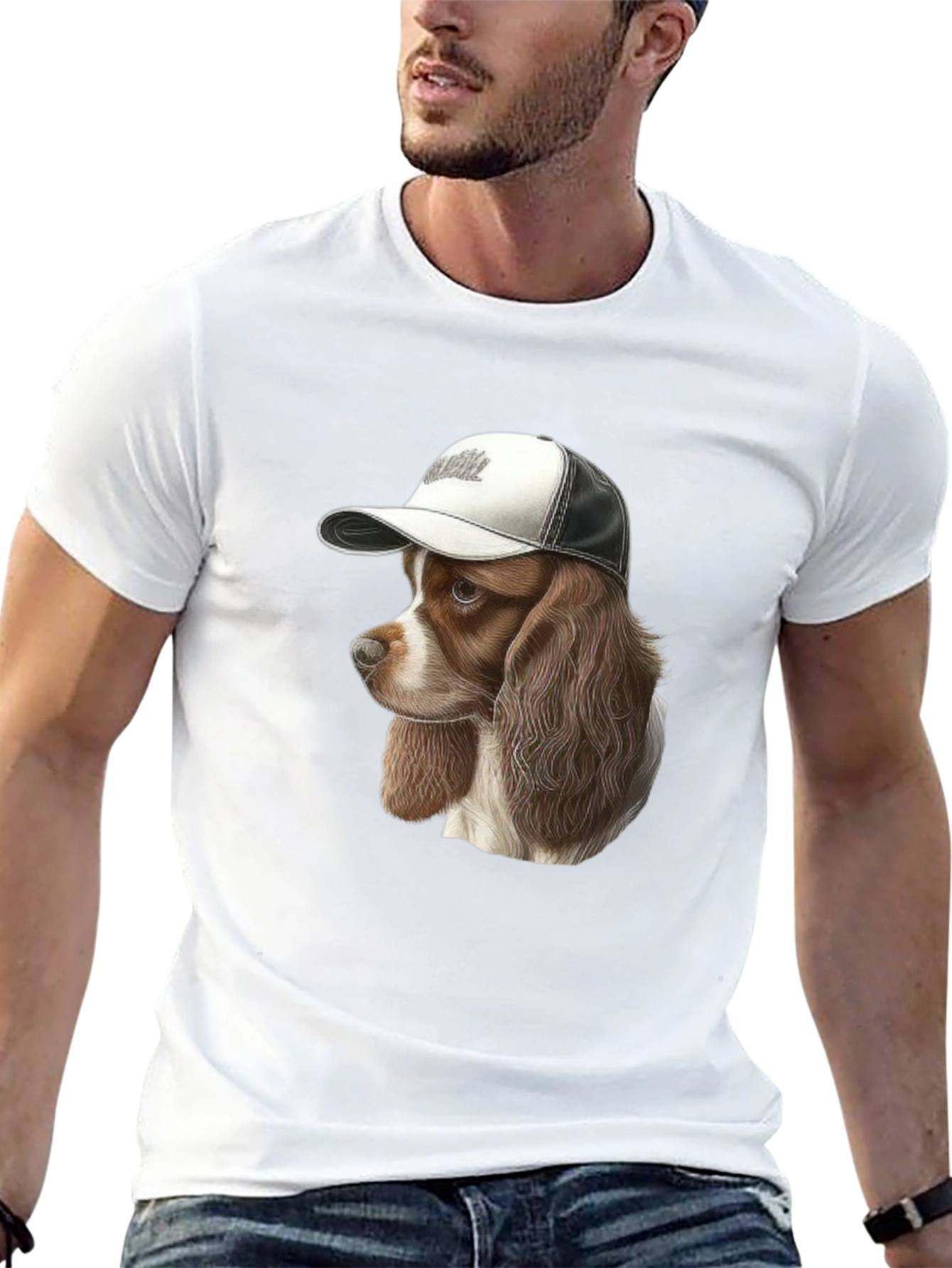 Dog in Hat Graphic Tee - Unisex Black T-Shirt