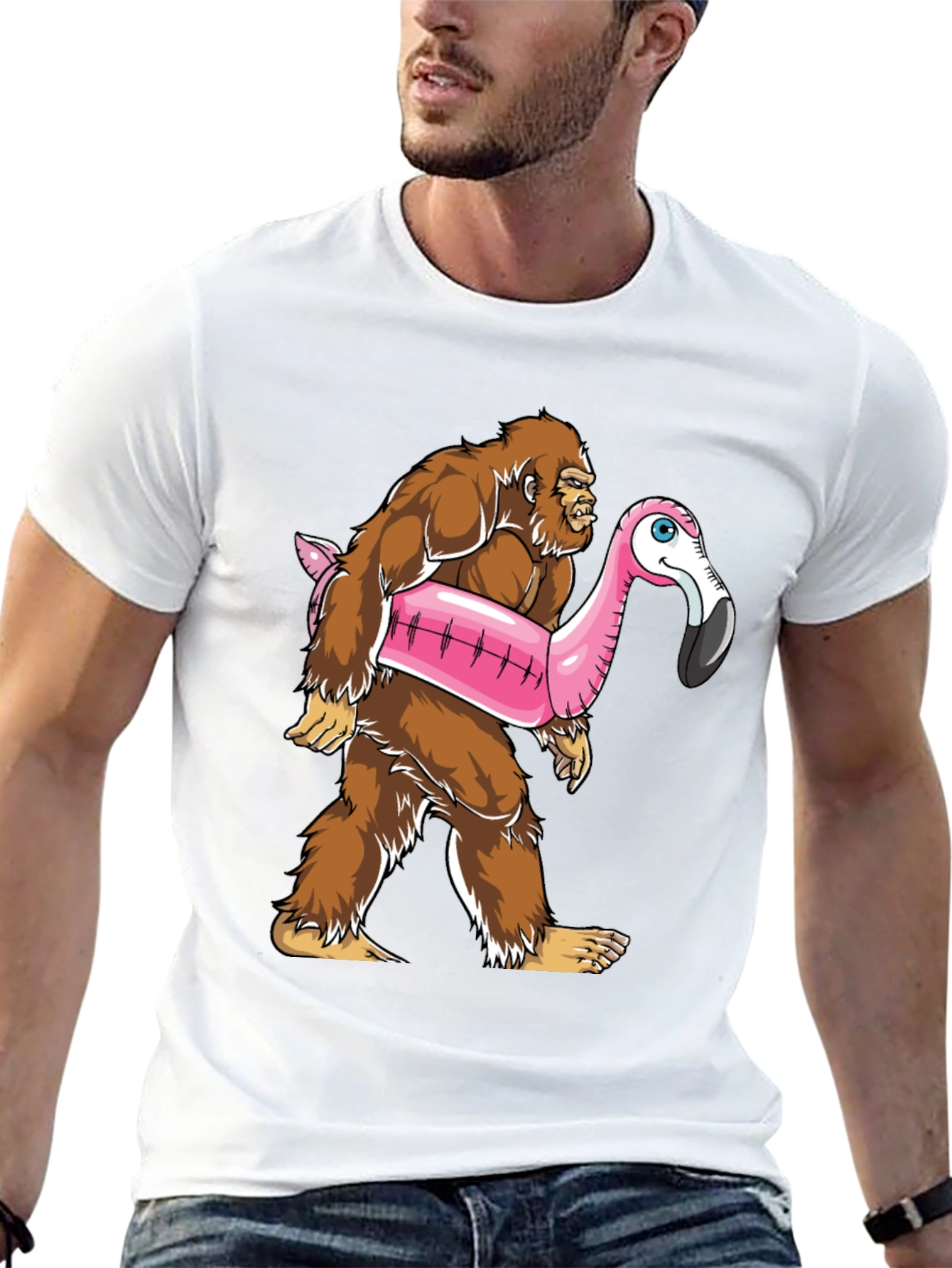Bigfoot Flamingo Float T-Shirt