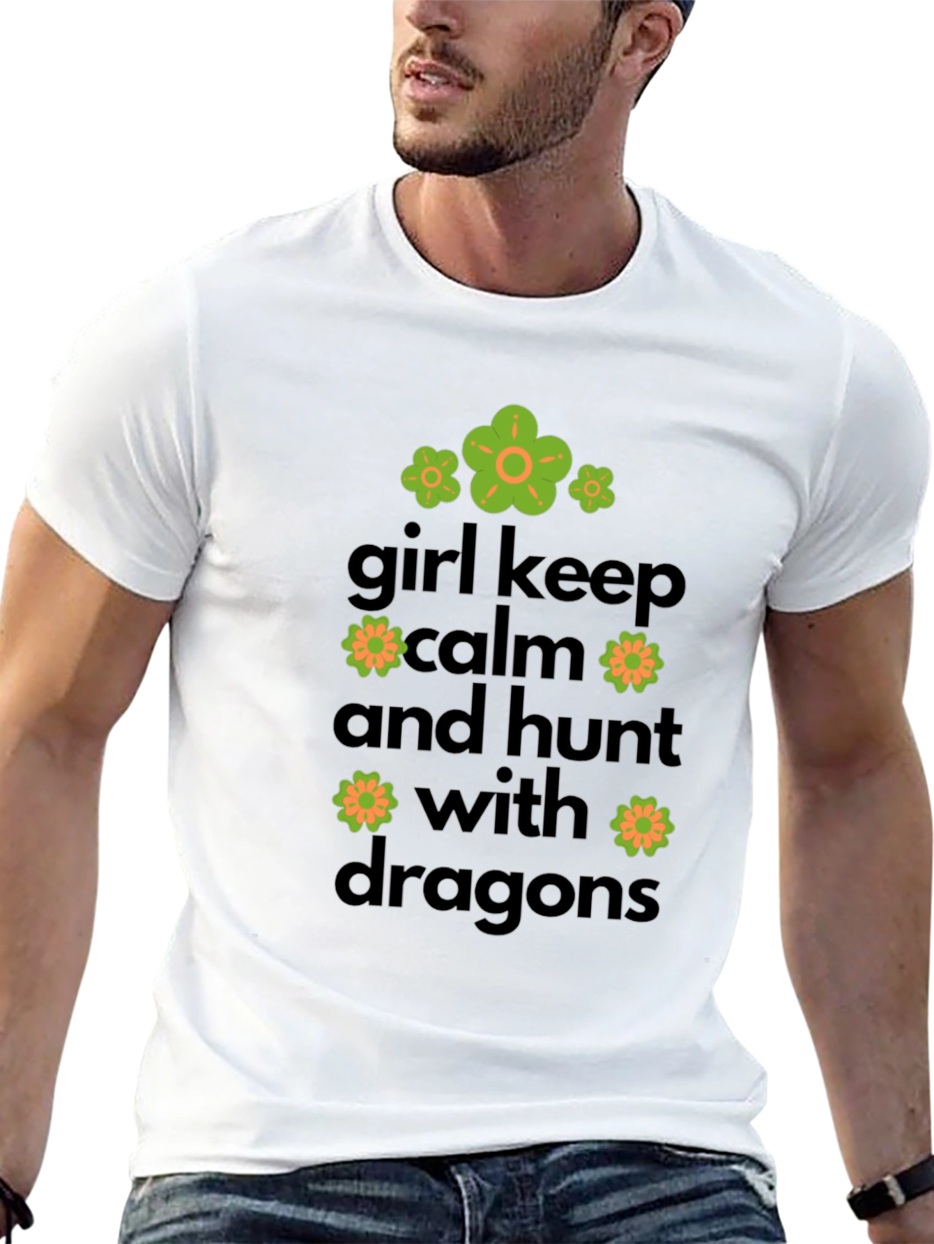 Girl Keep Calm & Hunt Dragons Graphic Tee