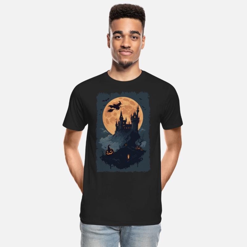 Witch flying into the castle