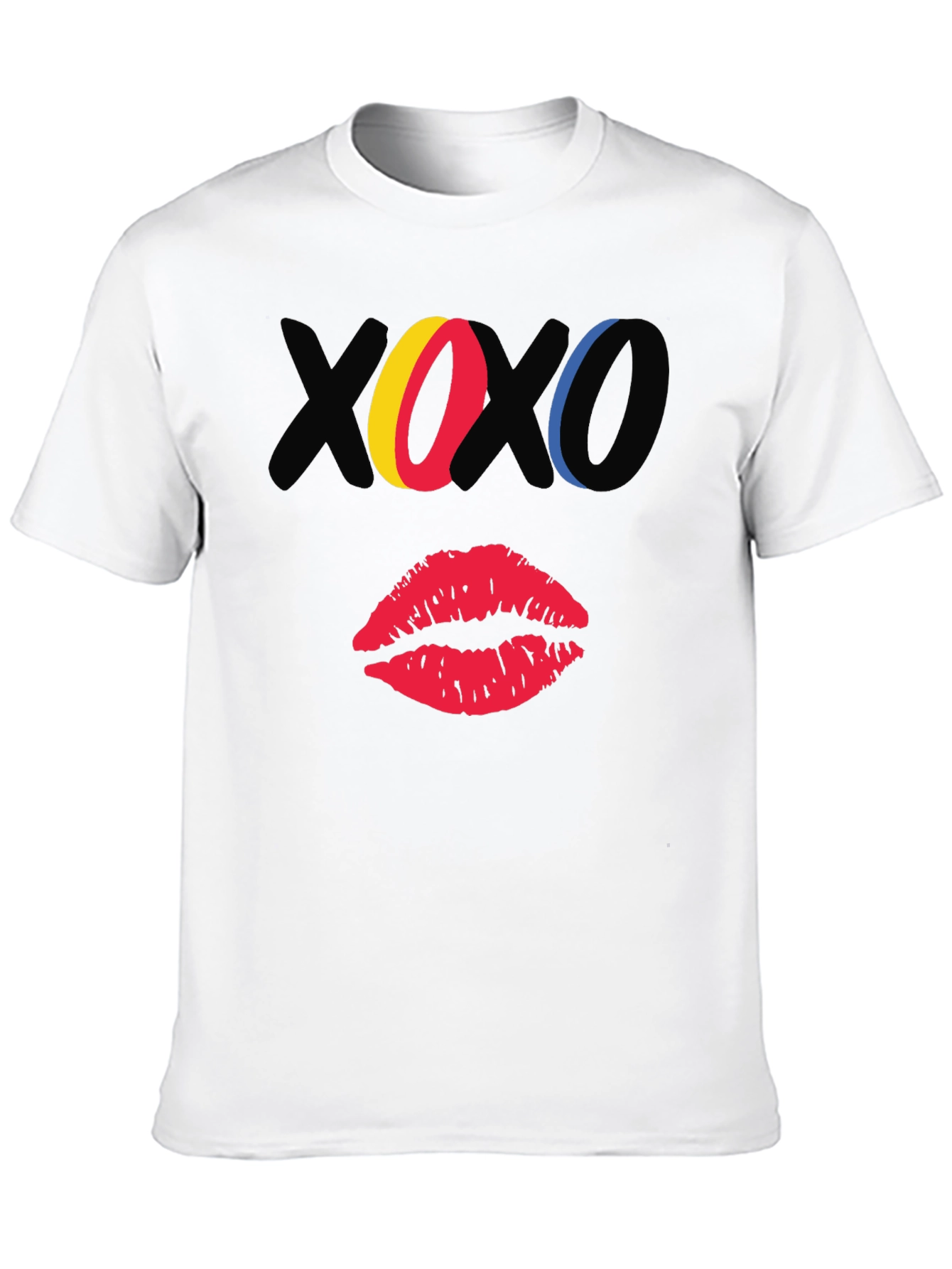 XOXO Kiss Graphic Print Black Casual T-Shirt